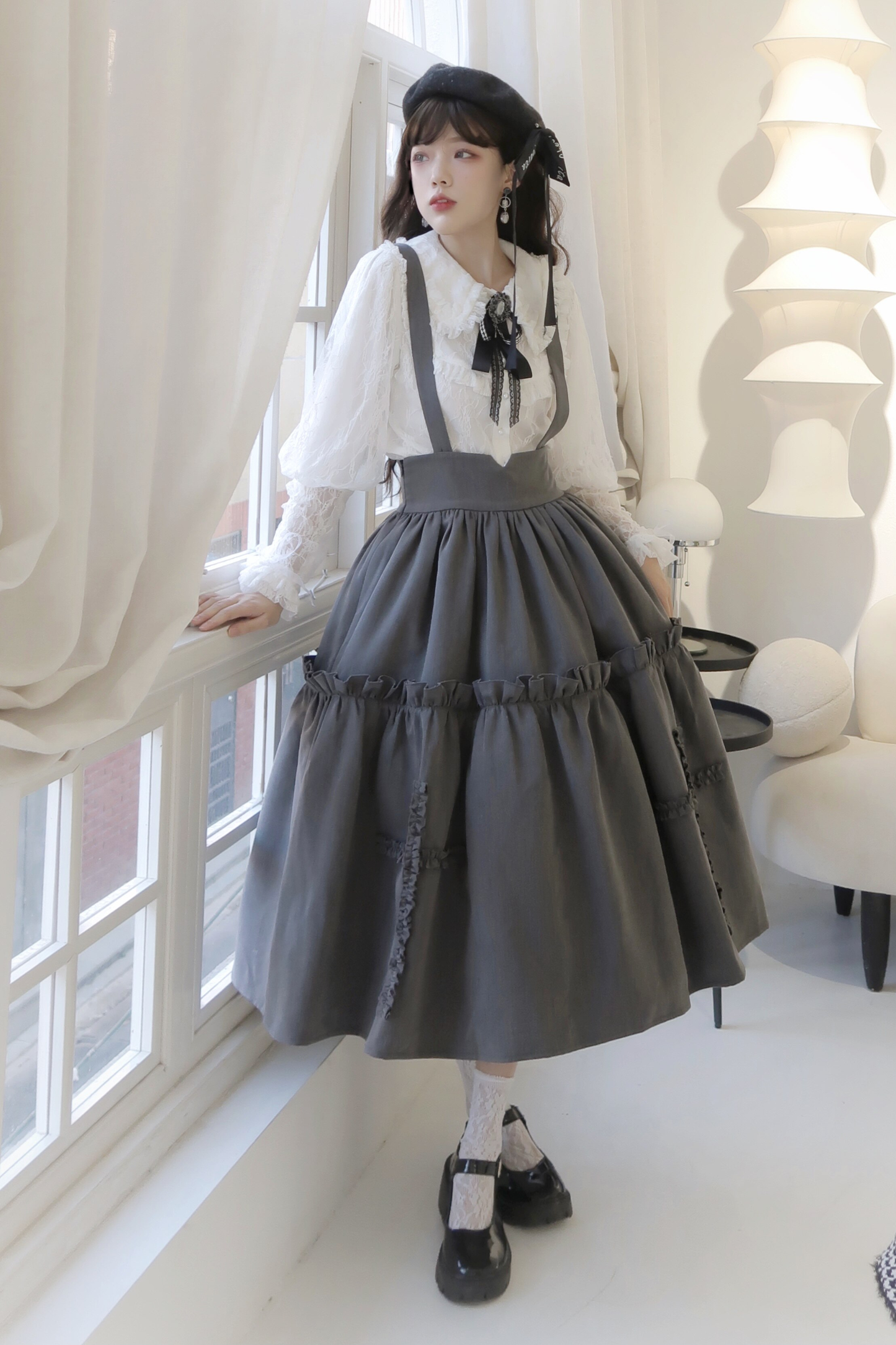 Retro Style Lolita Suspender Skirt