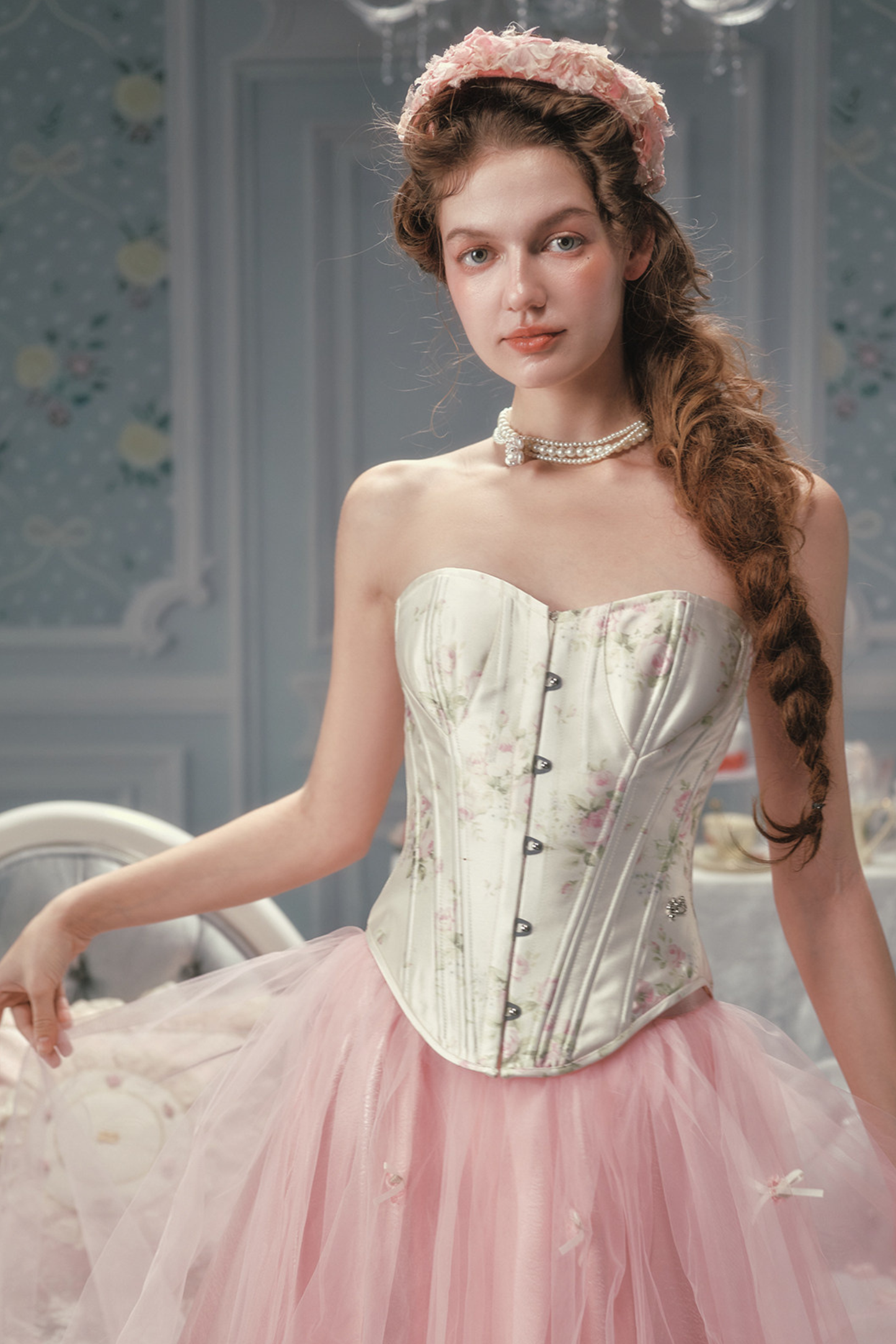 Lace Maid Satin Corset Top + Flare Tulle Skirt
