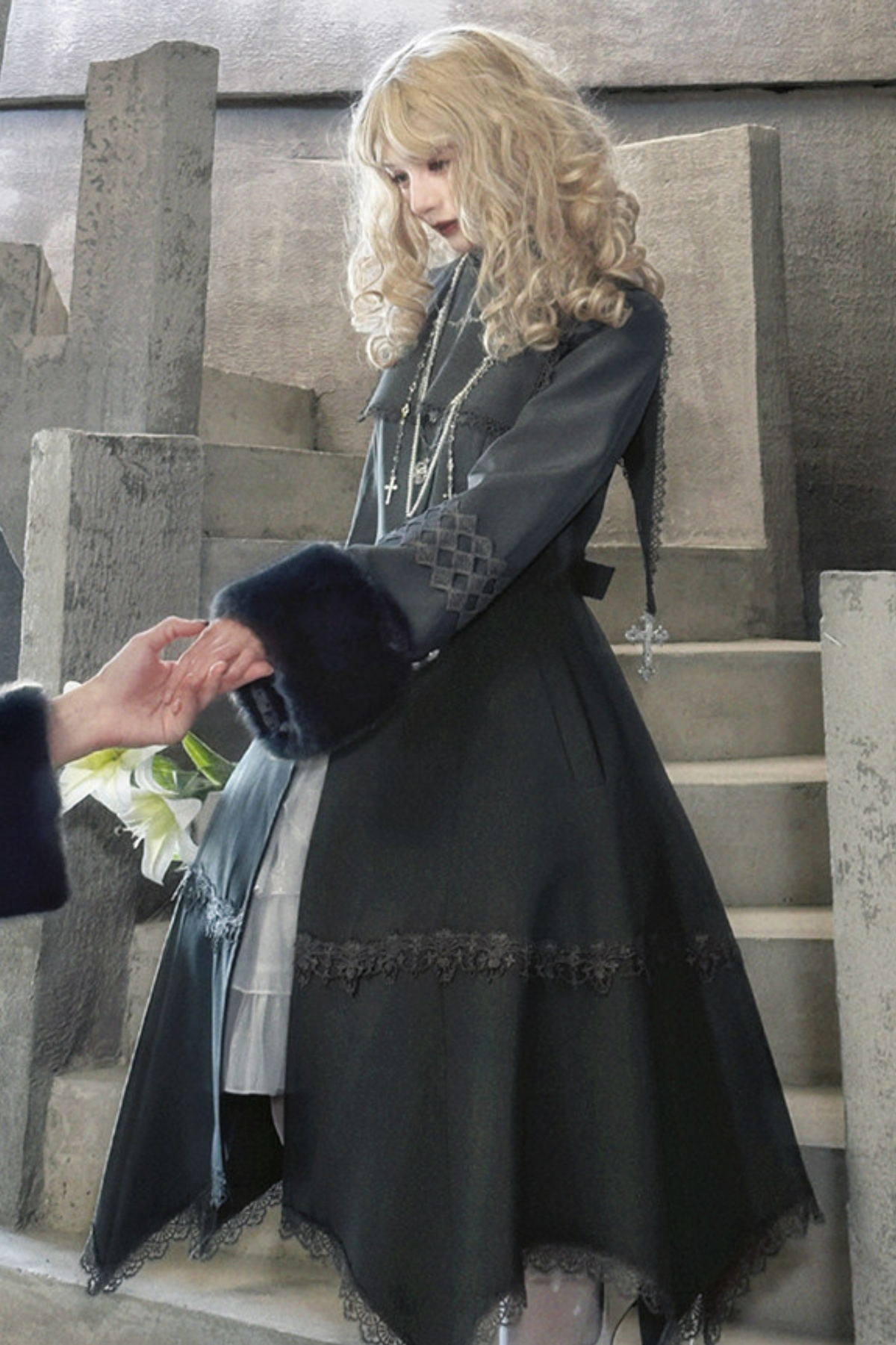 Gothic Lolita Coat + Cape + Cross Collar