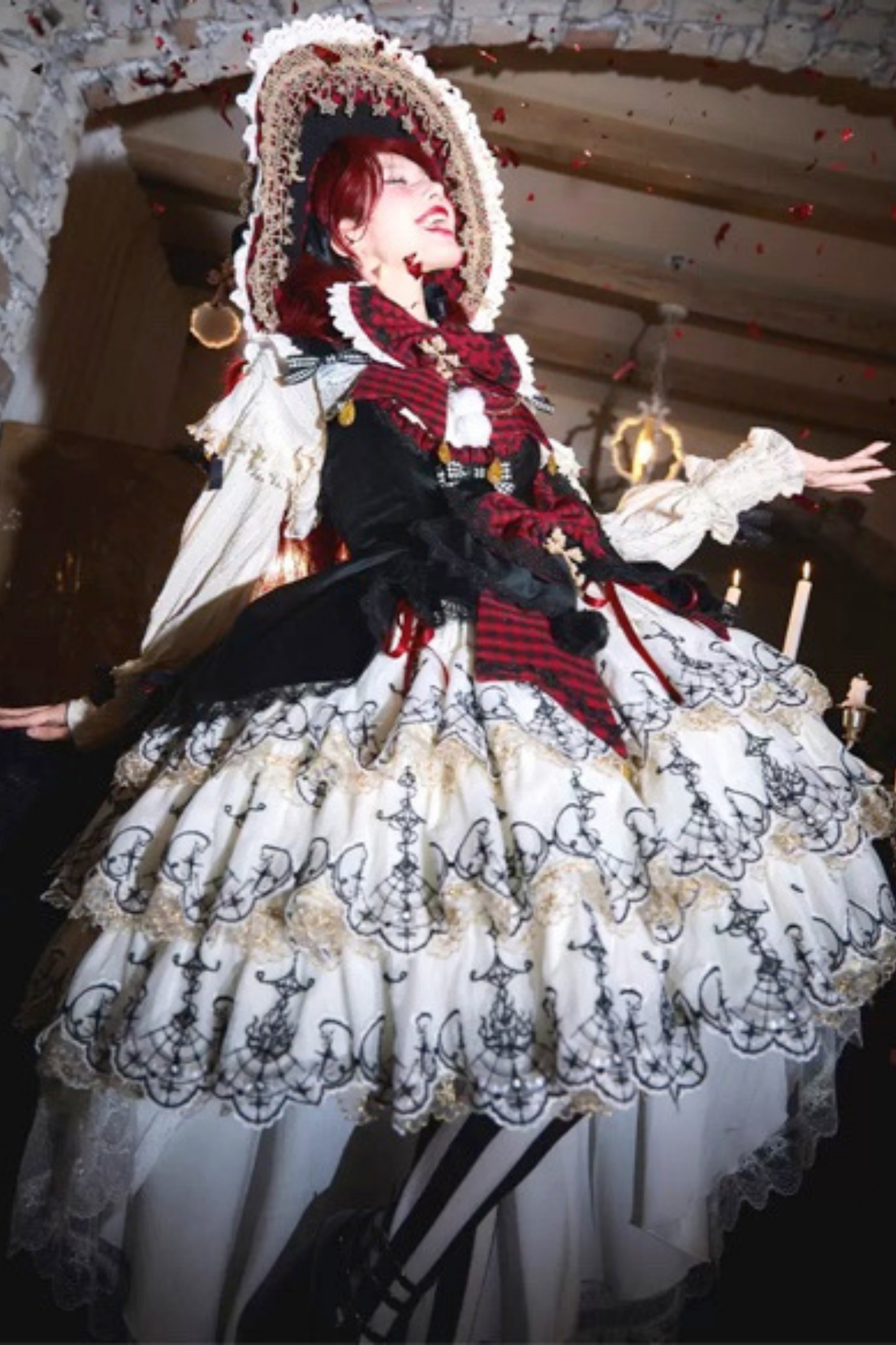 [Pre-order] Element Lolita Jumper Skirt + Inner Top + Cape + Big Ribbon + Hat