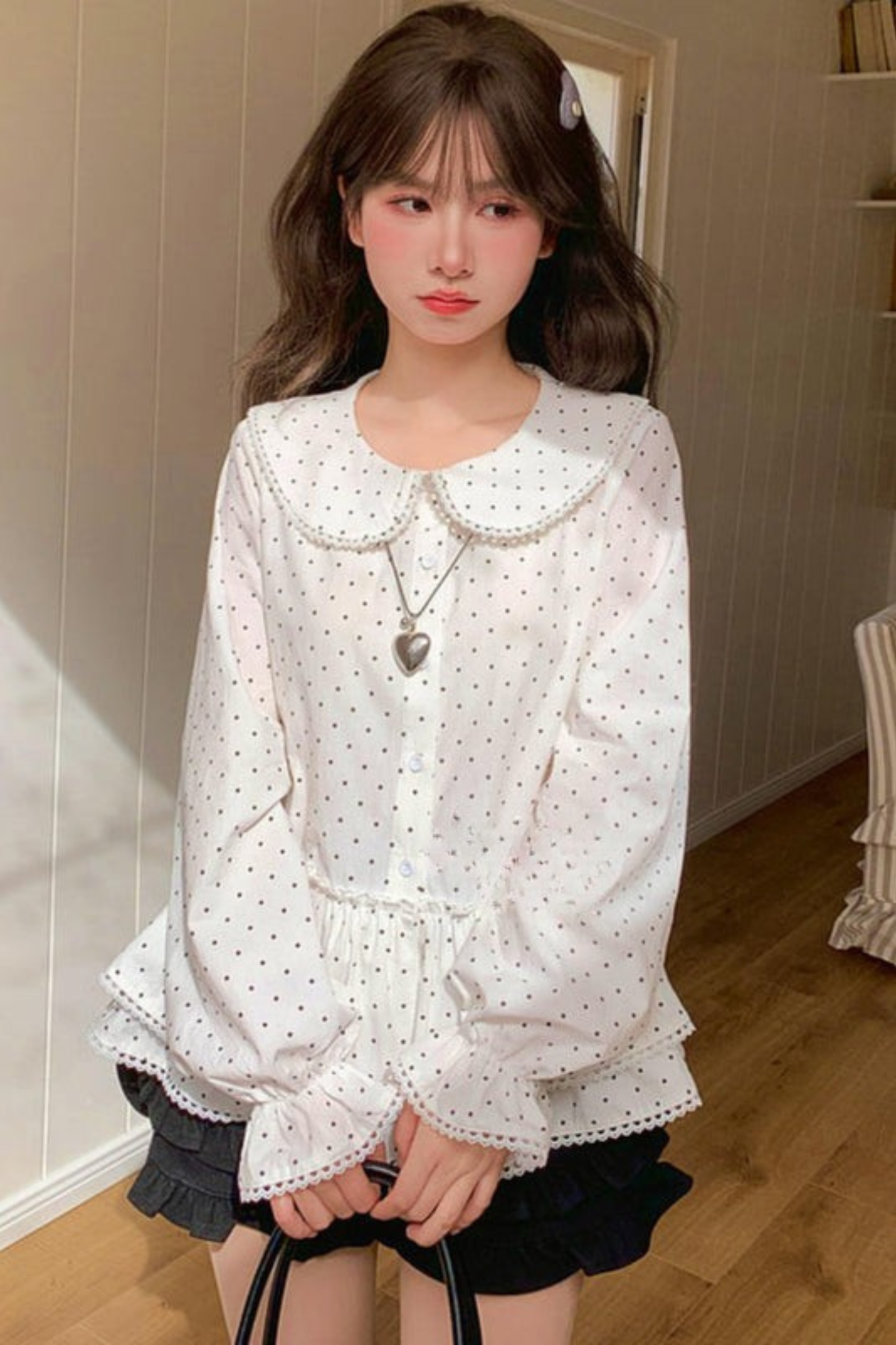 Pure Cotton Polka Dot Blouse