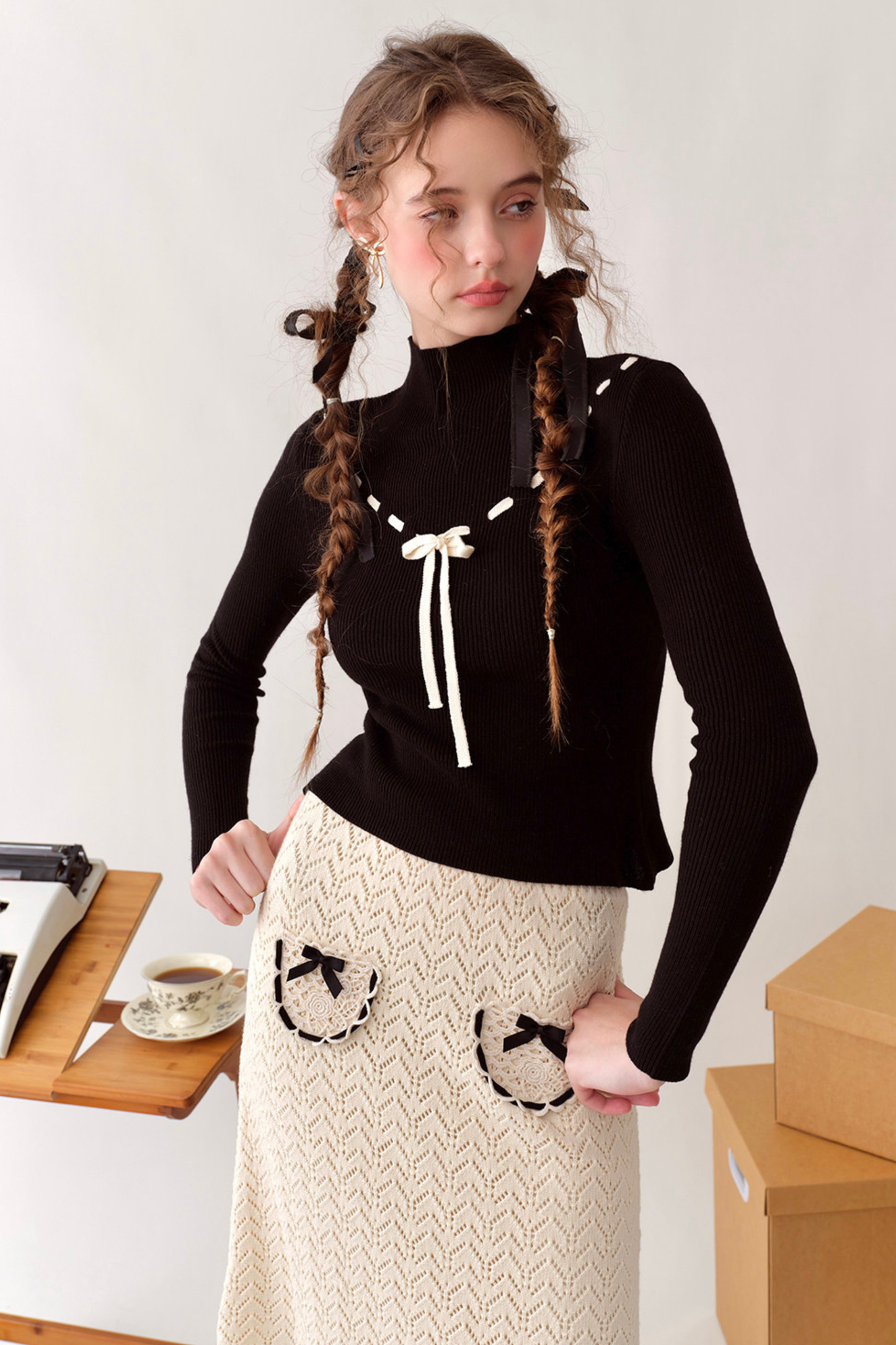 Lace Maid Belly Knit + Short Skirt + Long Skirt