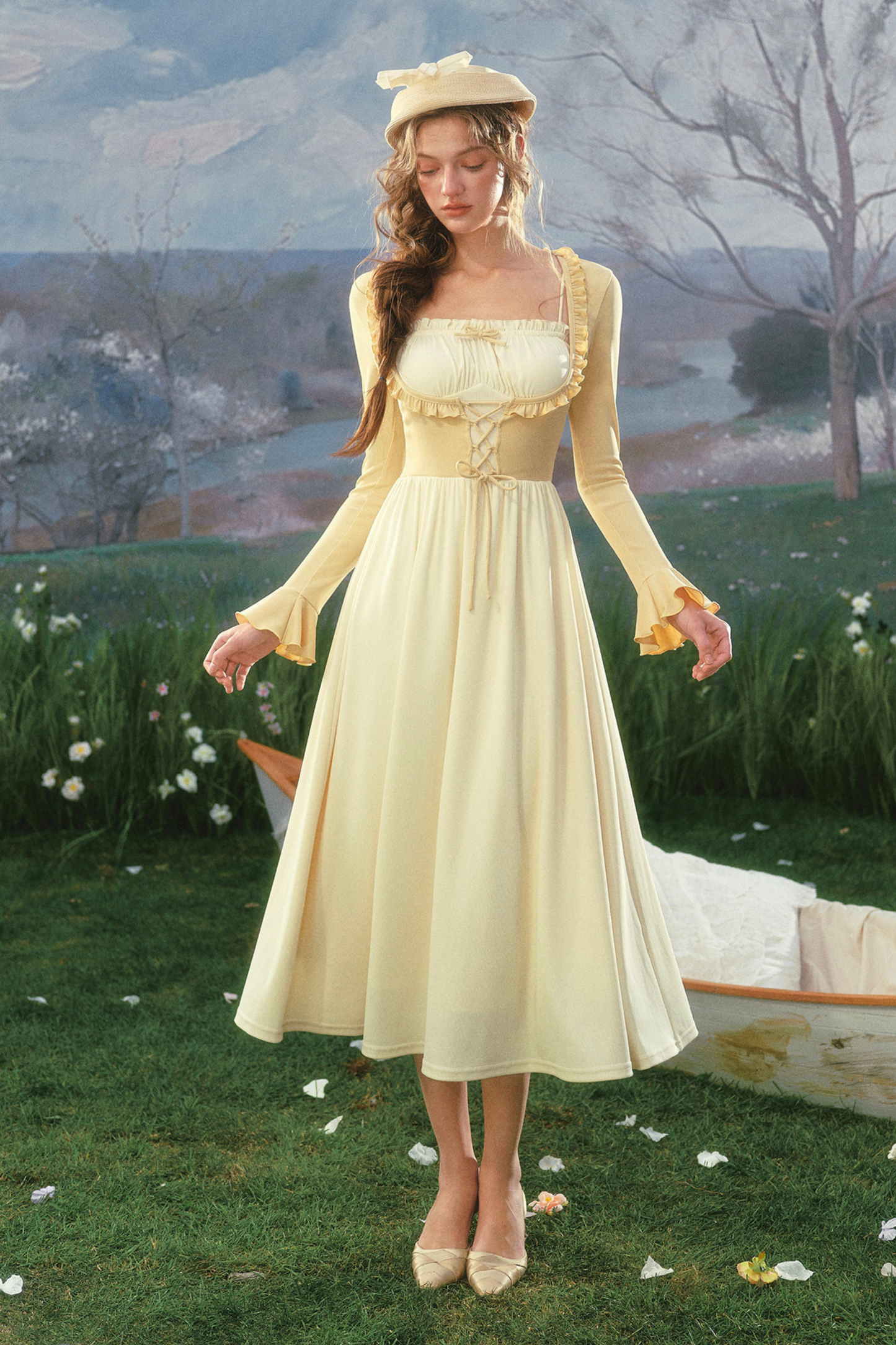 Lace Collar Color Blocking Dress