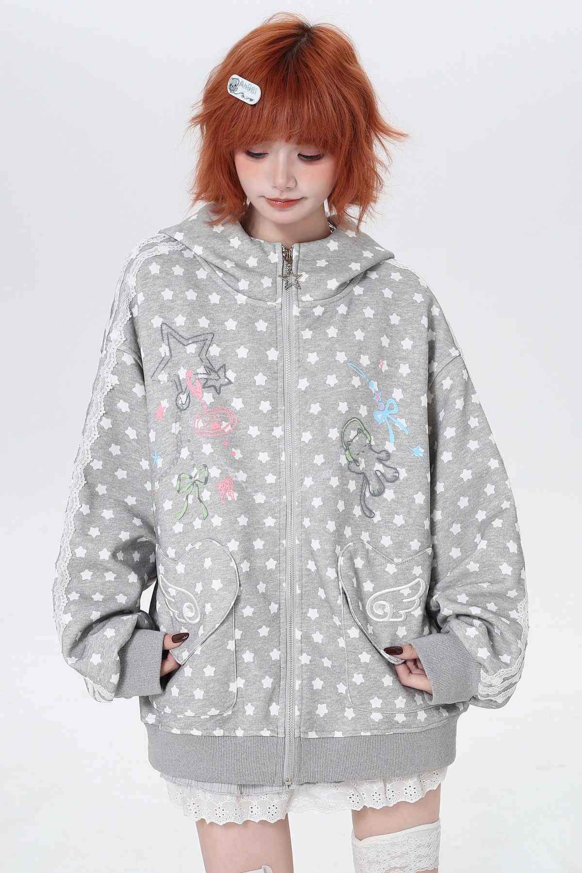 Cat Star Loose Jacket Gray