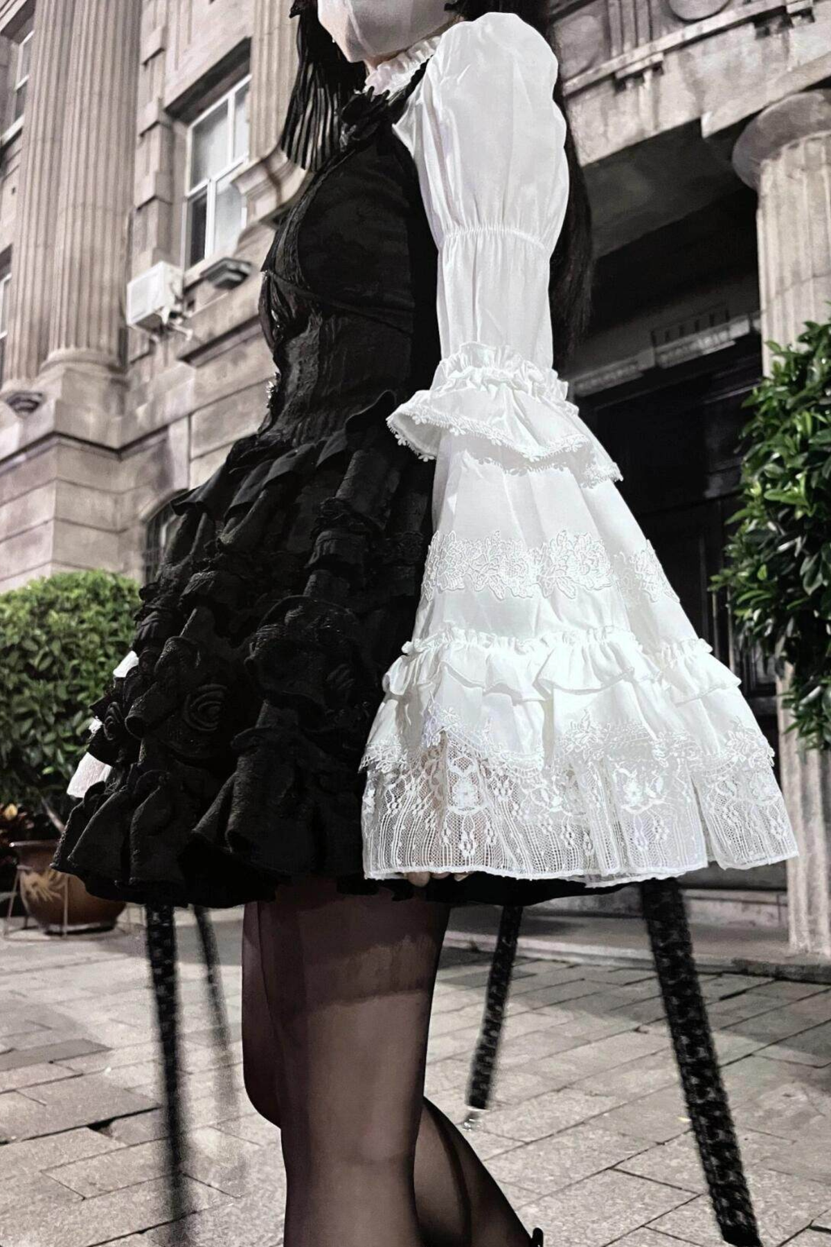 Gothic Lace Trumpet Sleeve Blouse