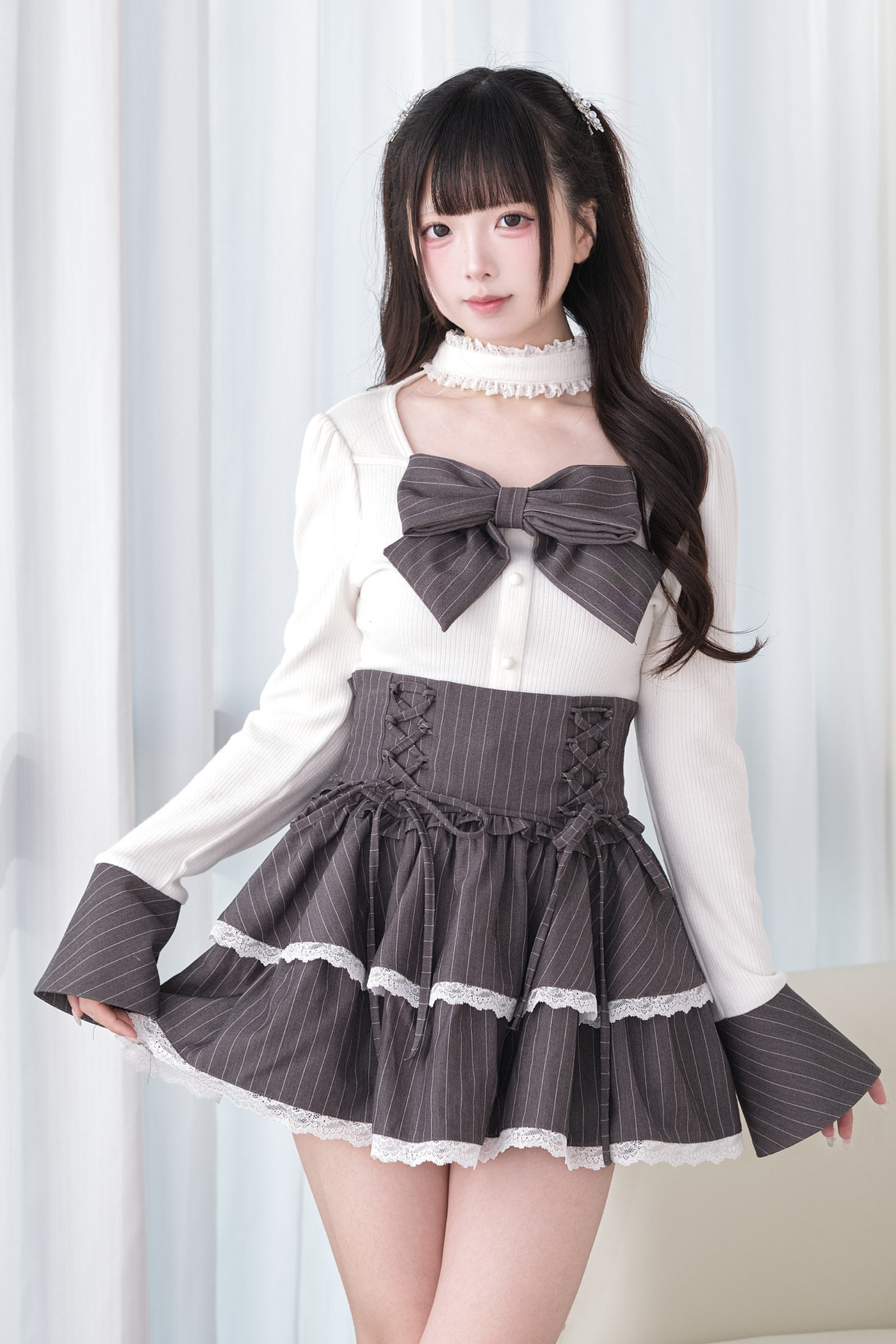 Lace Up Bow Knot Skirt
