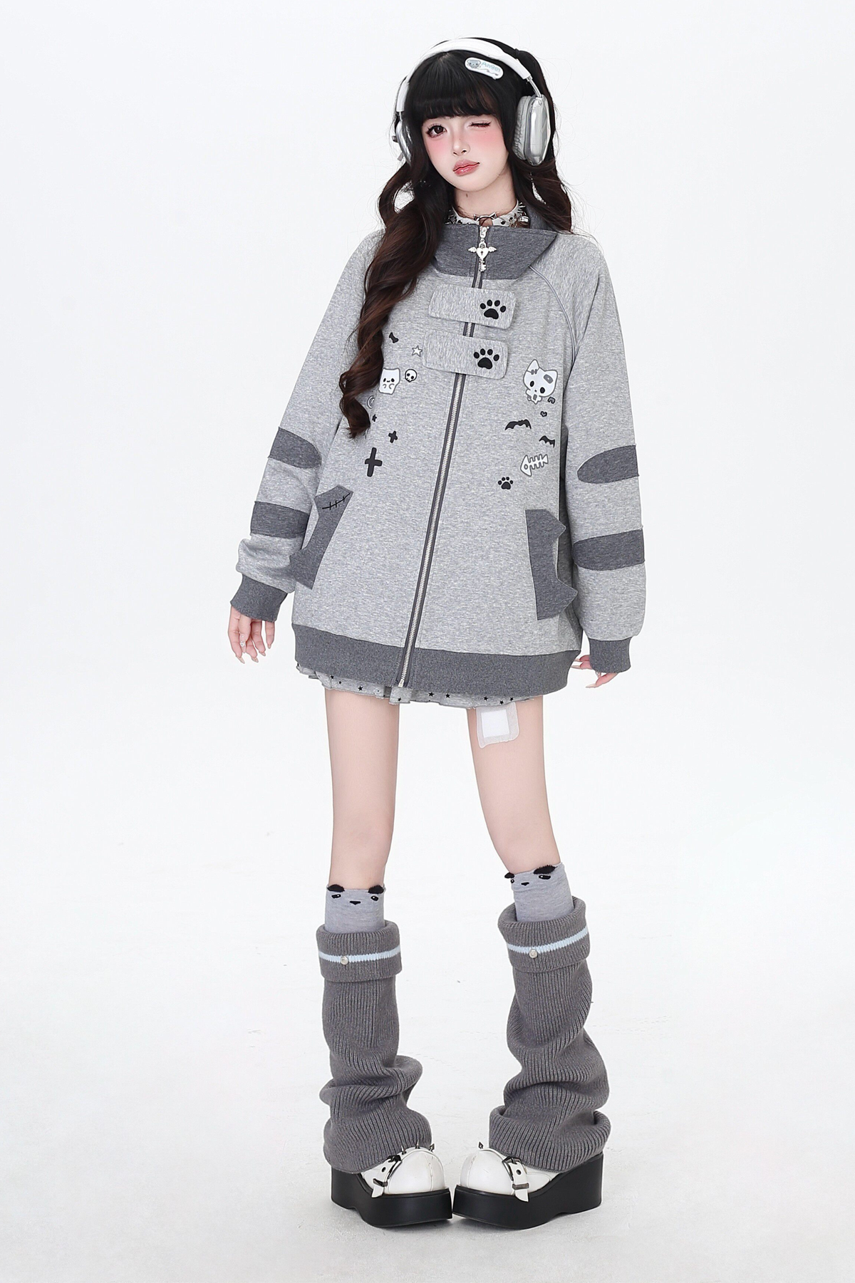 Cat Border Loose Star Jacket