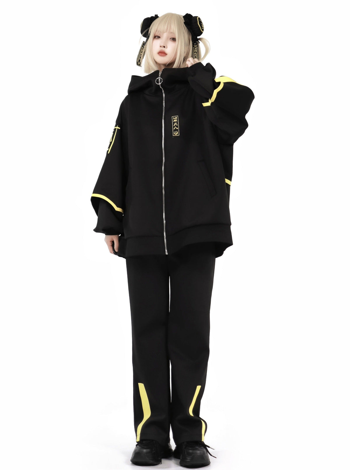 Dark neon china jacket + shorts + long pants + leg warmers + hair accessories [Reserved Item].
