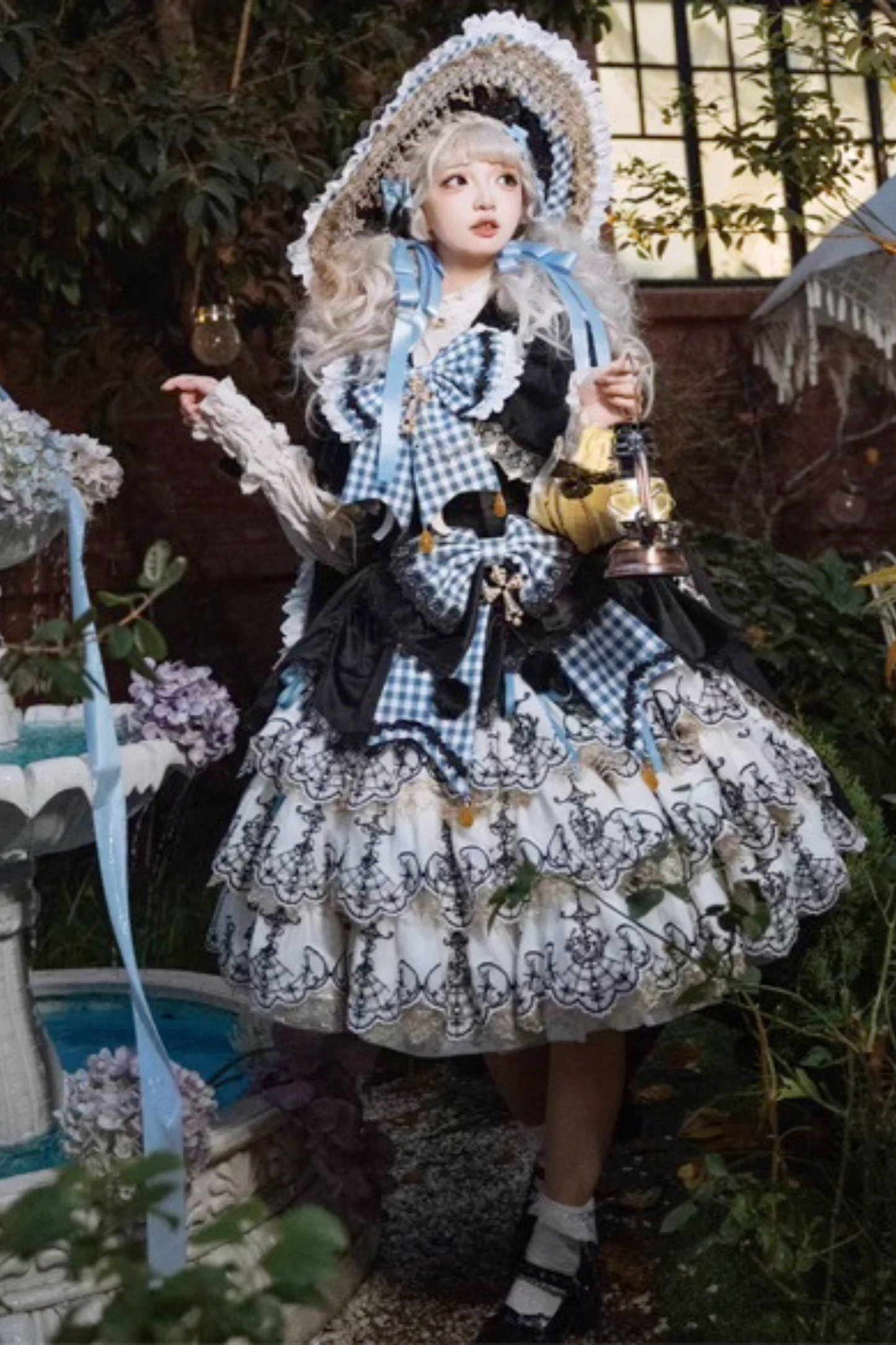[Pre-order] Element Lolita Jumper Skirt + Inner Top + Cape + Big Ribbon + Hat