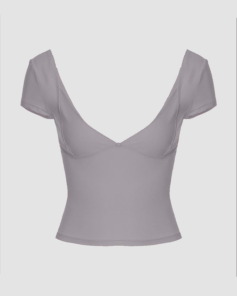 Equinox Illuminum Scoop Neck Coquette Top Gray