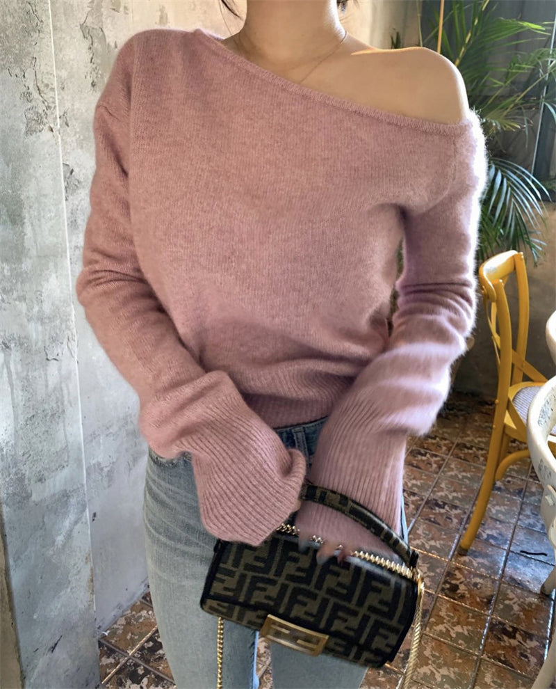 Soft Pink Off The Shoulder Sweater