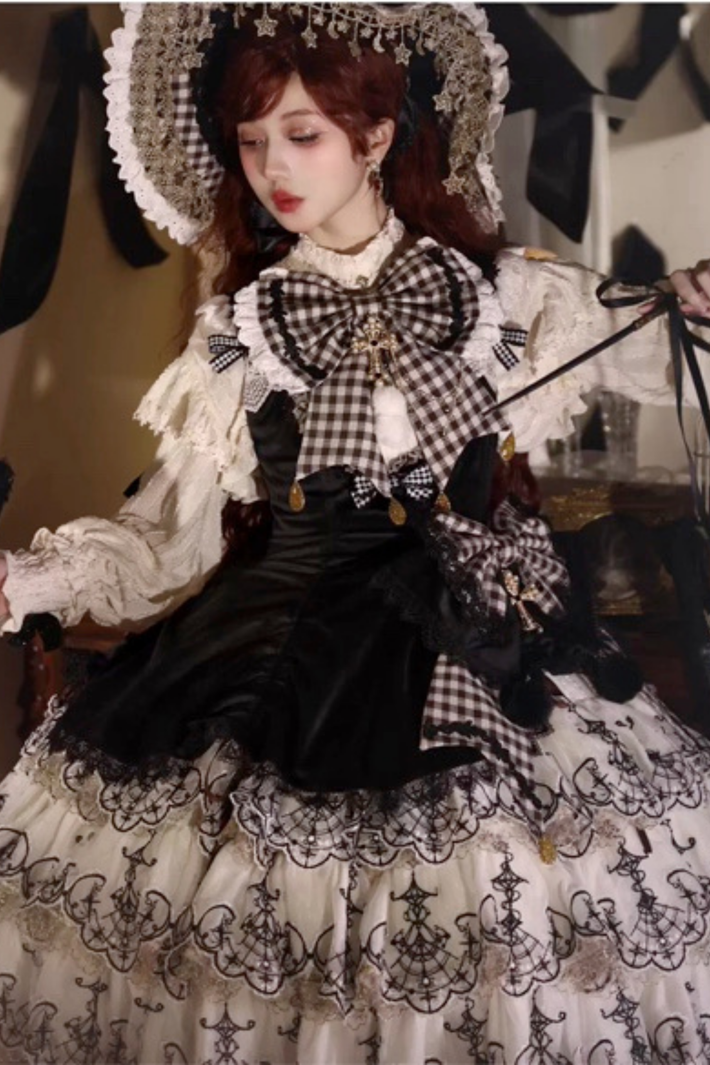 [Pre-order] Element Lolita Jumper Skirt + Inner Top + Cape + Big Ribbon + Hat