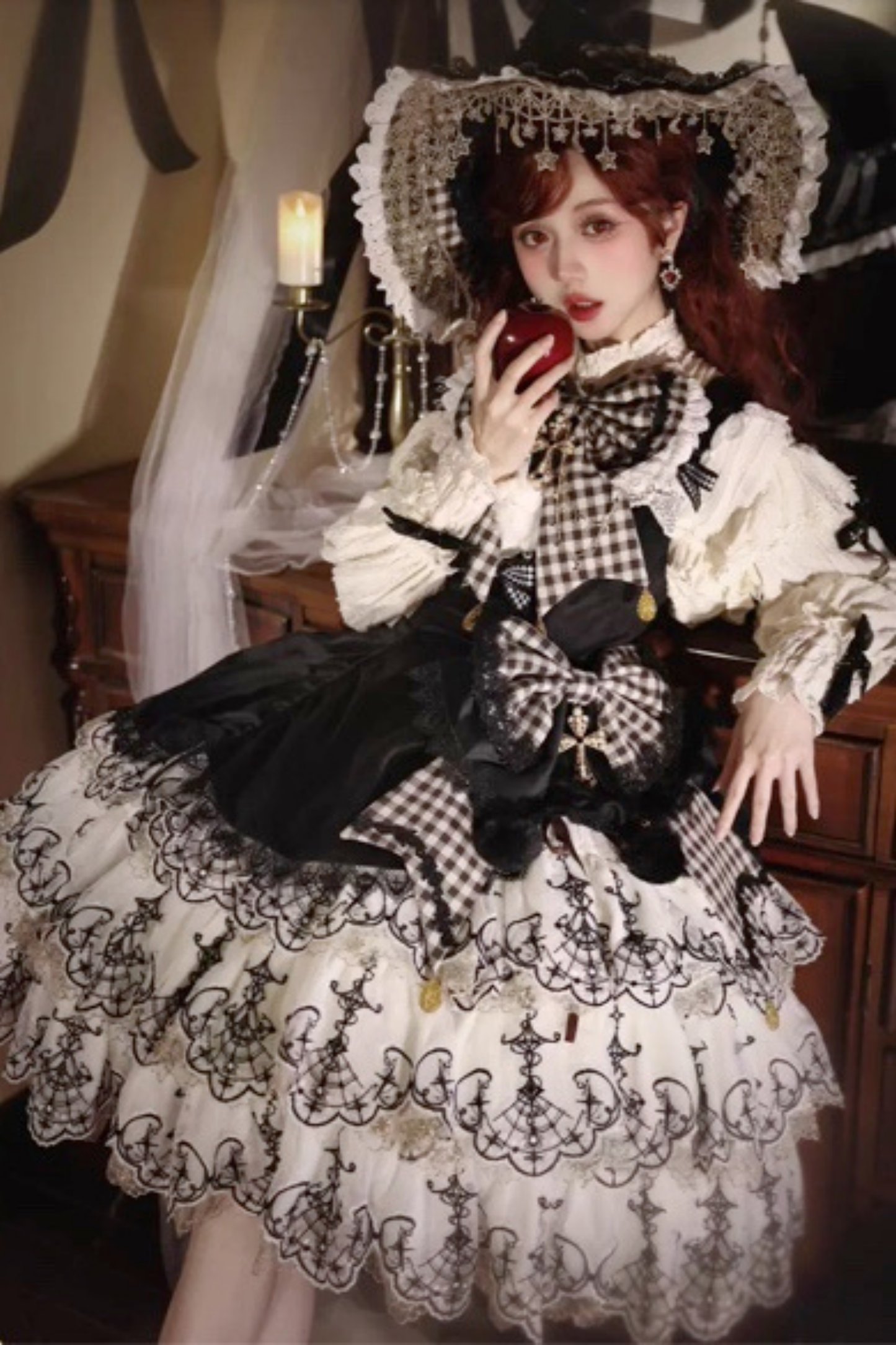 [Pre-order] Element Lolita Jumper Skirt + Inner Top + Cape + Big Ribbon + Hat
