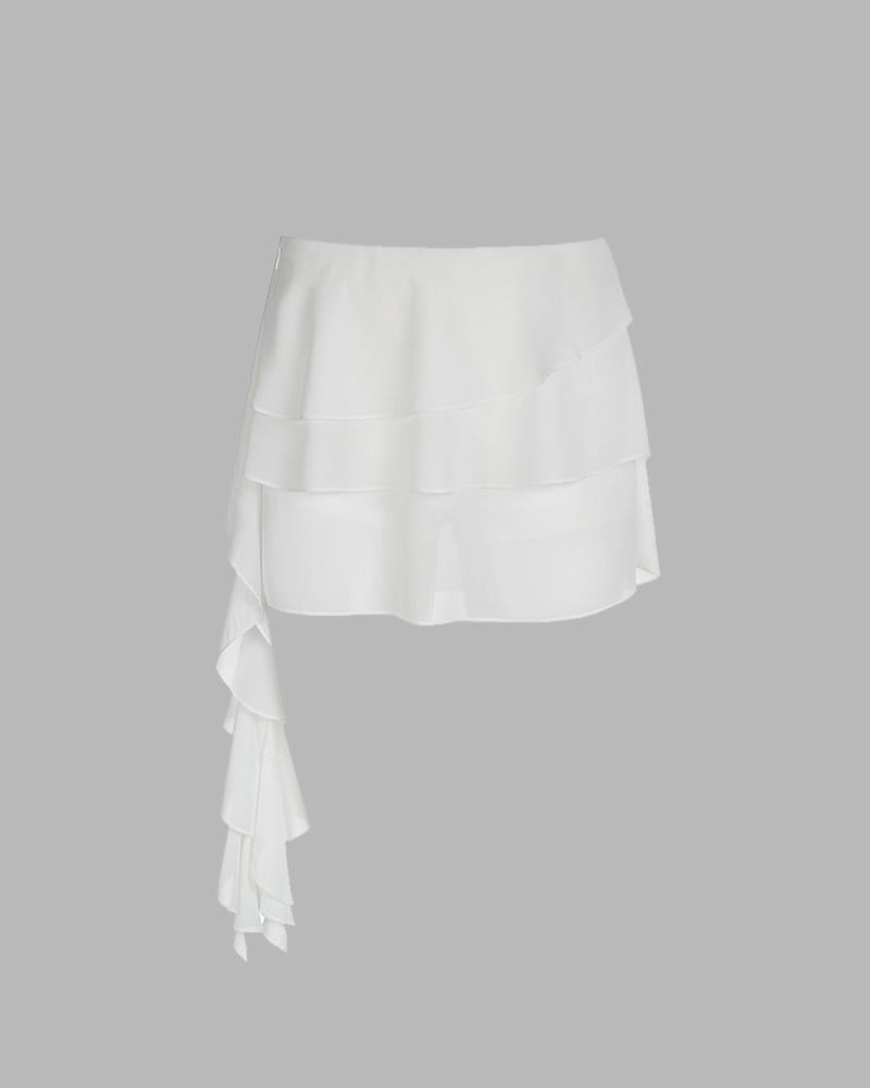 Yewborn Ruffle Layer Mini Skirt White