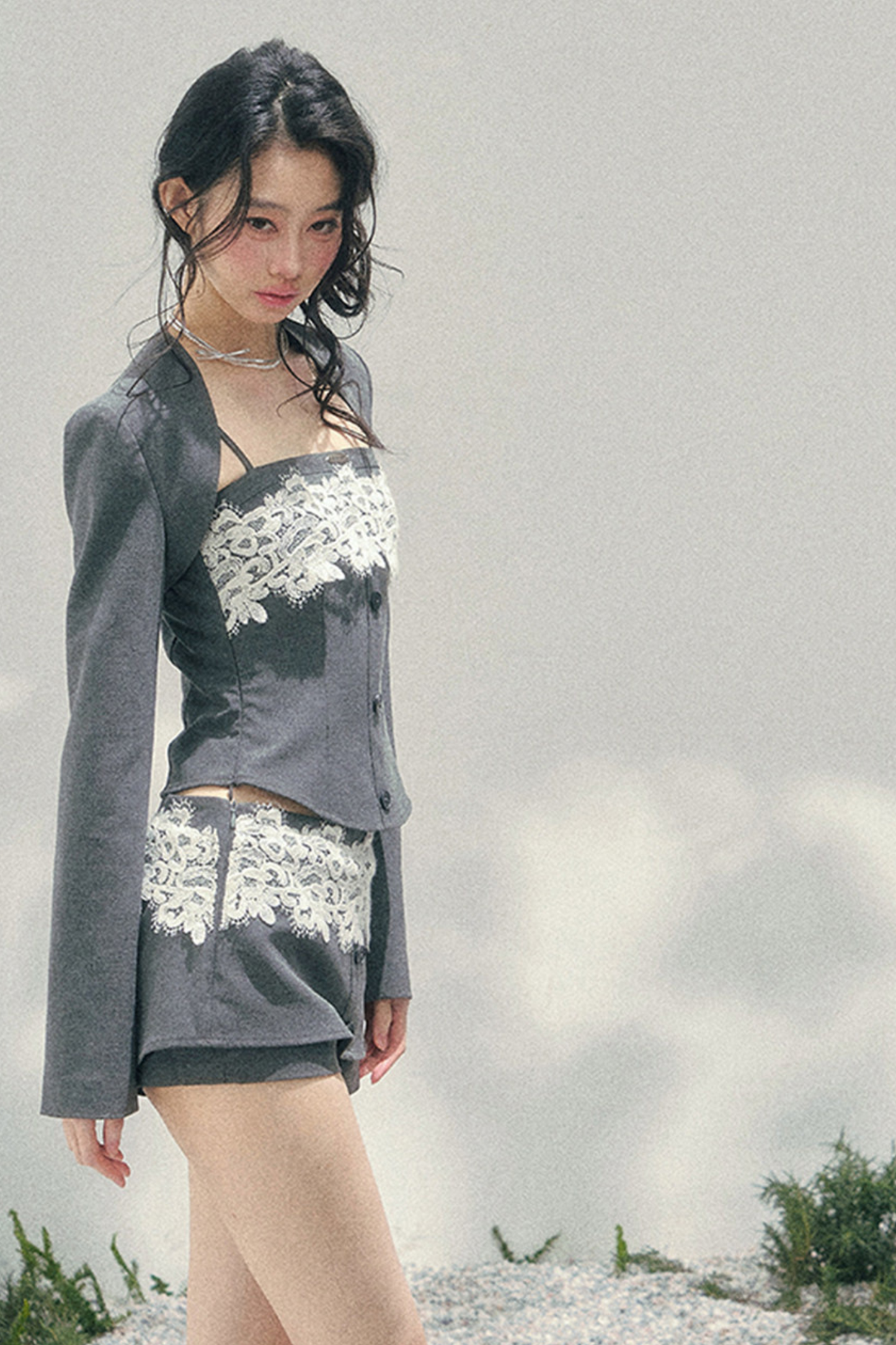 Elegant Lace Camisole Top + Shawl + Culottes