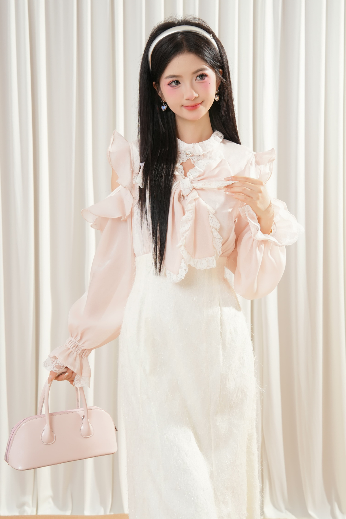 Beige Off-Shoulder Ruffle Dress