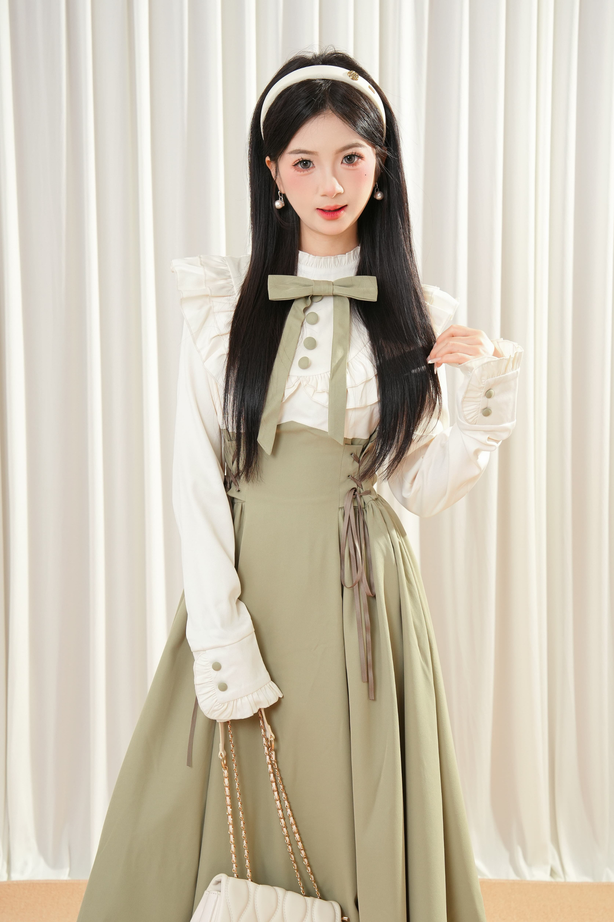 Elegant Contrast French Retro Dress