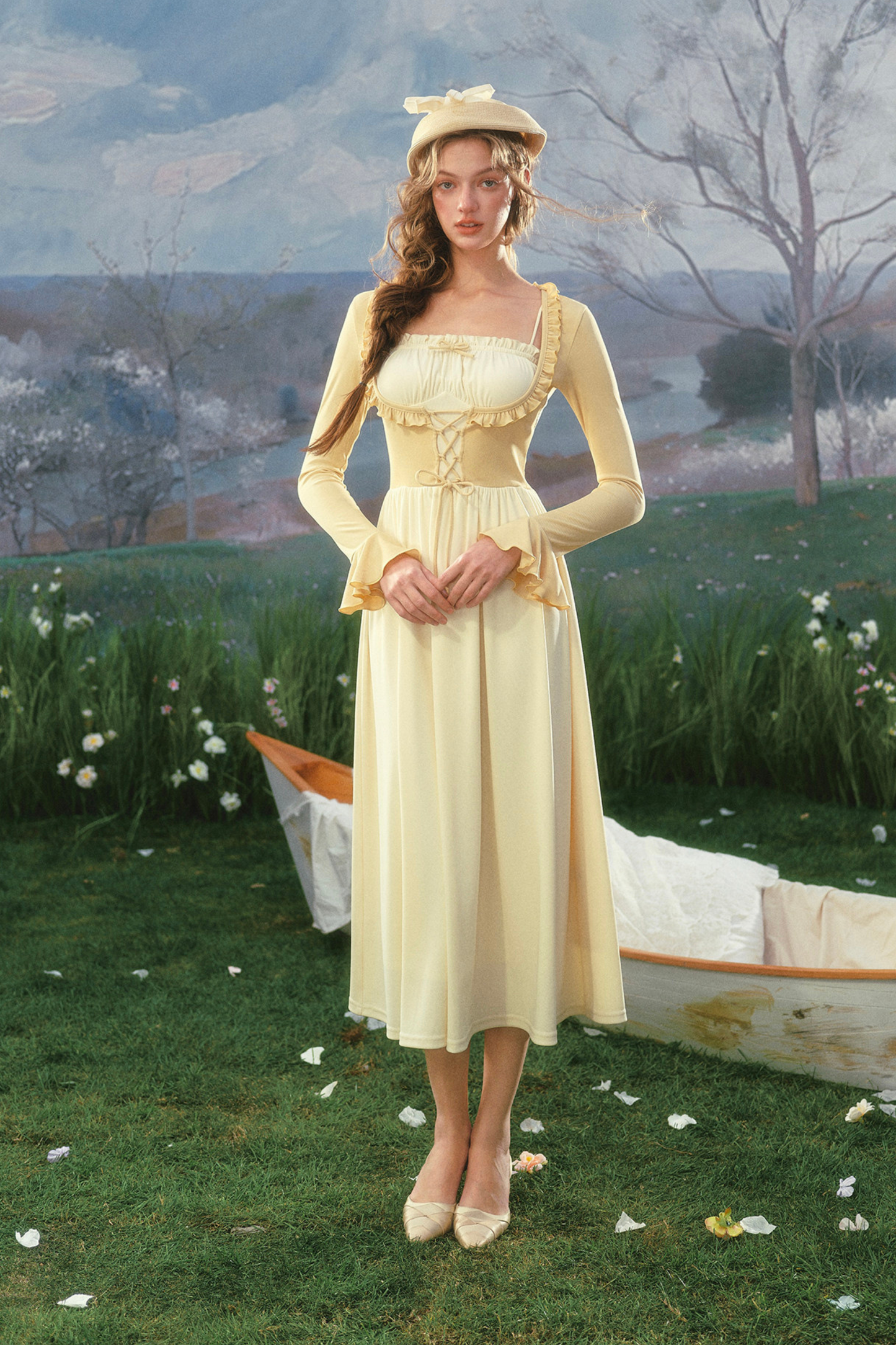 Lace Collar Color Blocking Dress