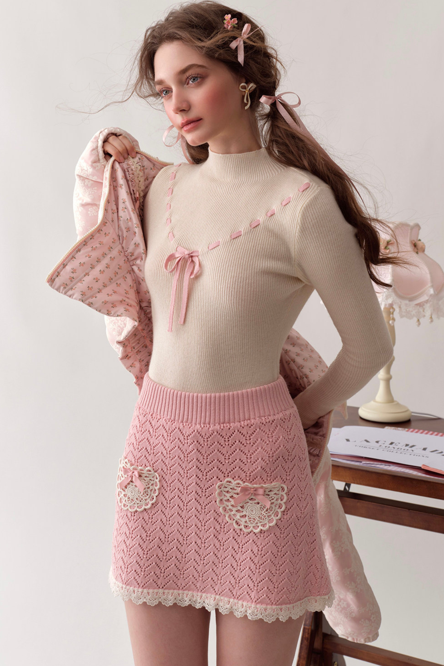 Lace Maid Belly Knit + Short Skirt + Long Skirt