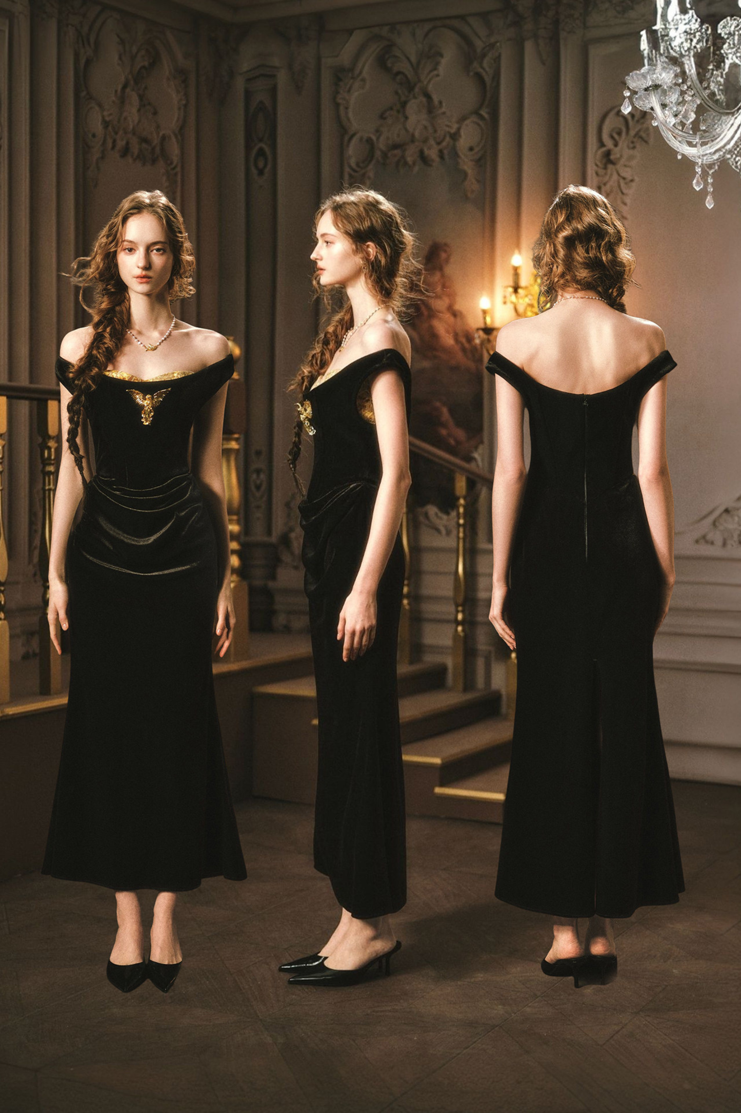 Chic Retro Velvet Palace Dress