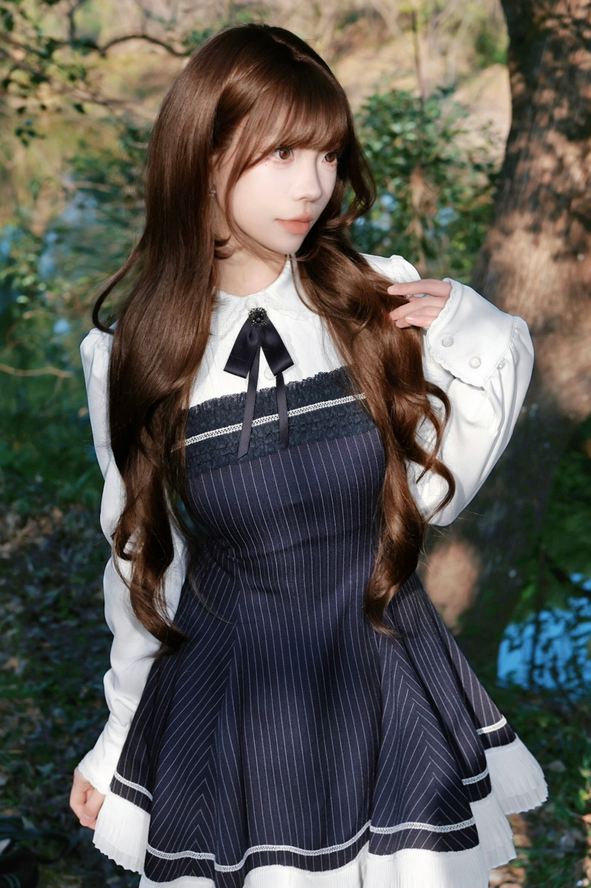 Retro Girly Striped A-Line Dress