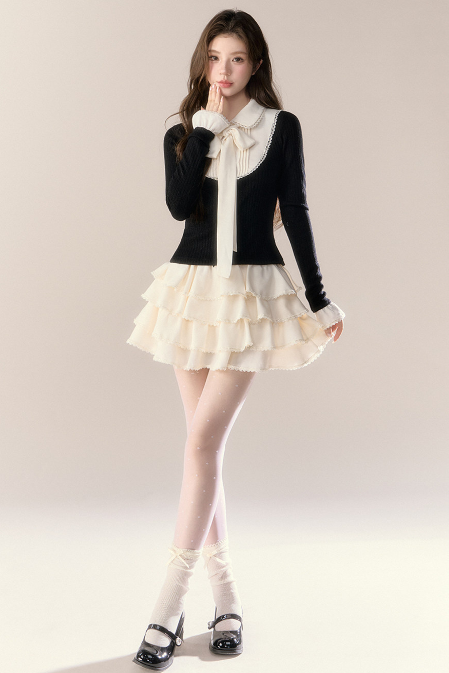 French College Top + Tiered Skirt