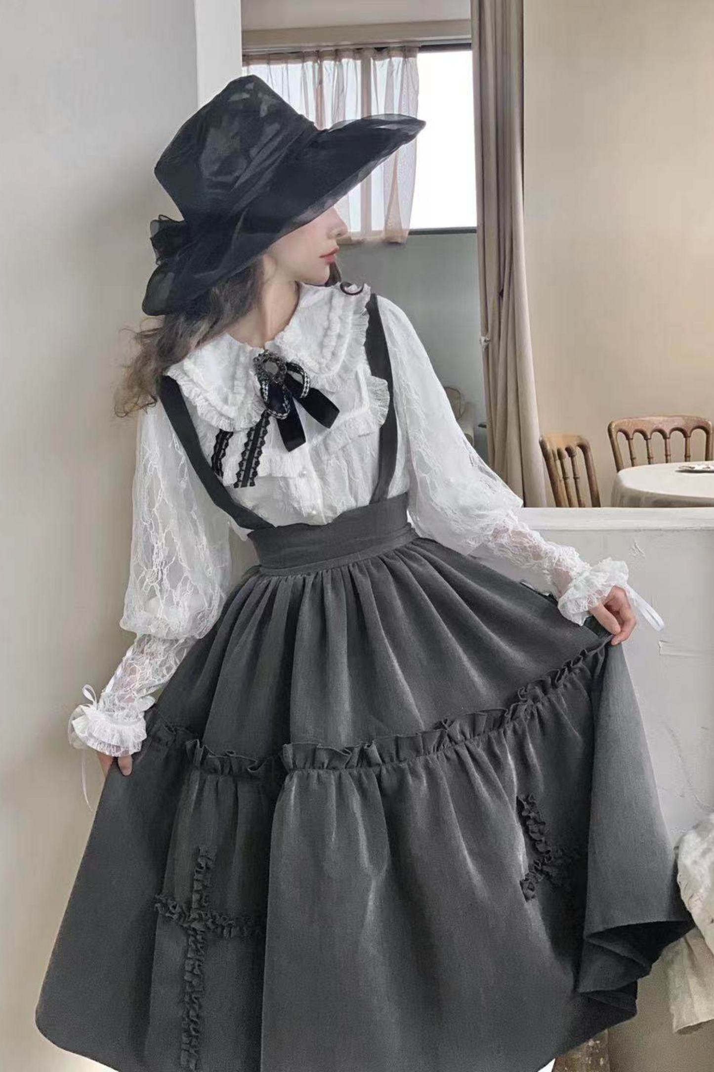 Retro Style Lolita Suspender Skirt