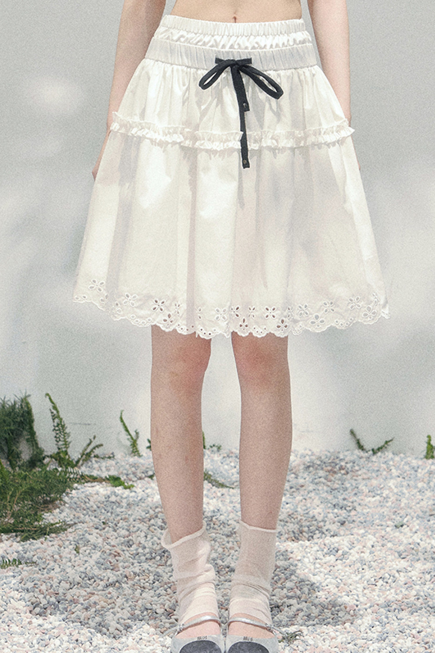 Lace Sweet Tiered Puffy Skirt