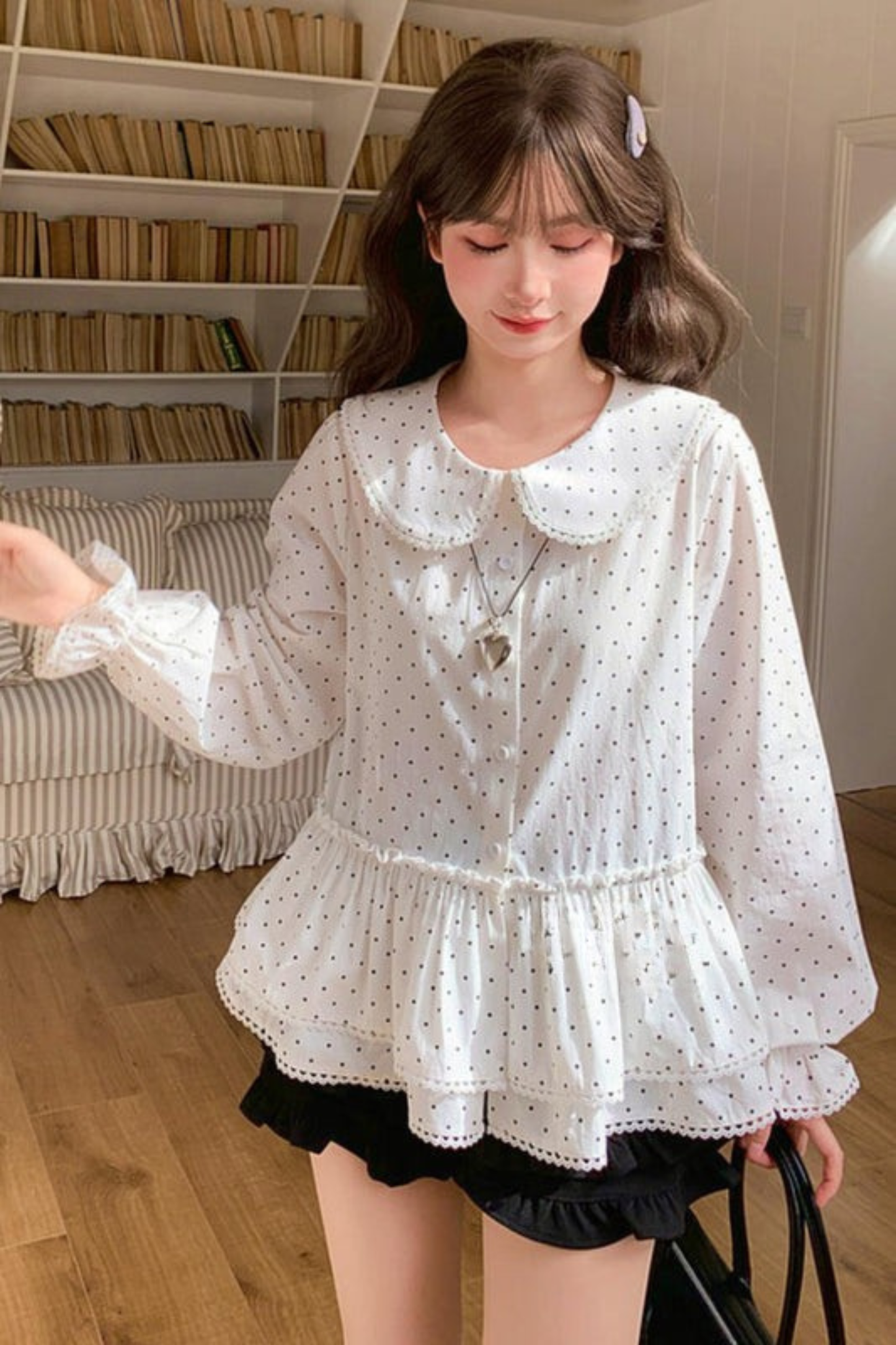 Pure Cotton Polka Dot Blouse