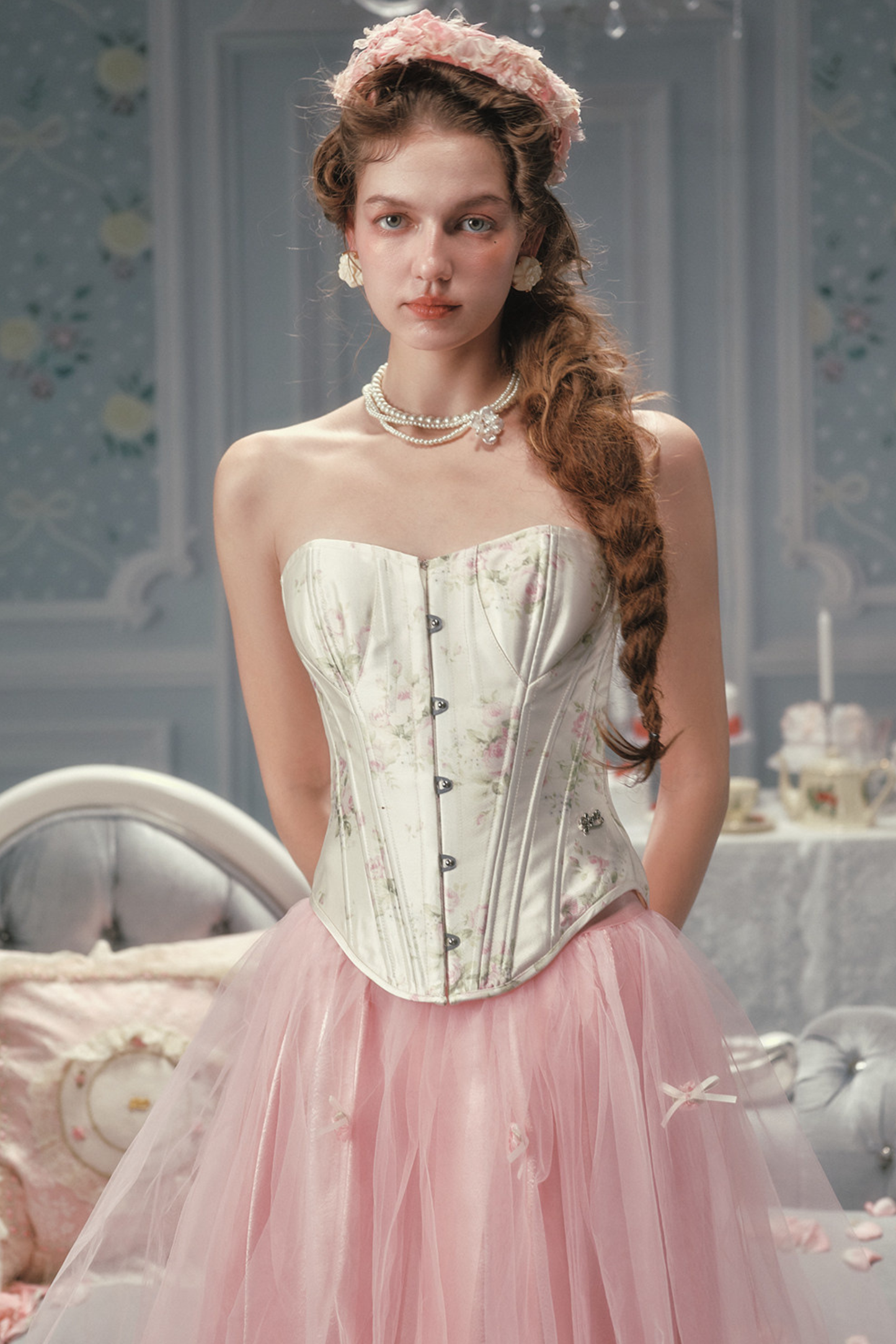 Lace Maid Satin Corset Top + Flare Tulle Skirt