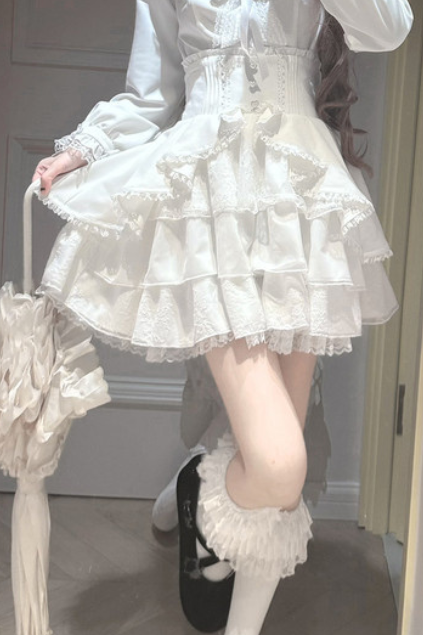 Snow Cat Hooded Cape Coat + Shirt + Skirt