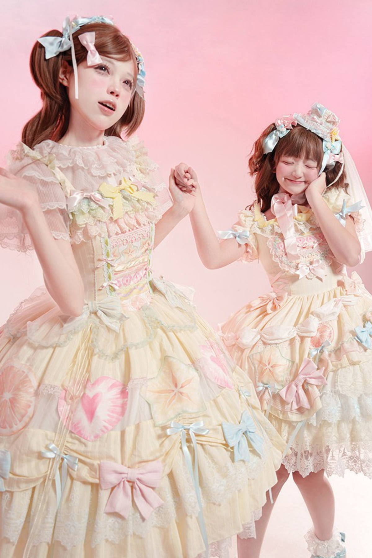 Slice Cake Gorgeous Lolita Dress + Jumper Skirt + Headband + Clip + Hat