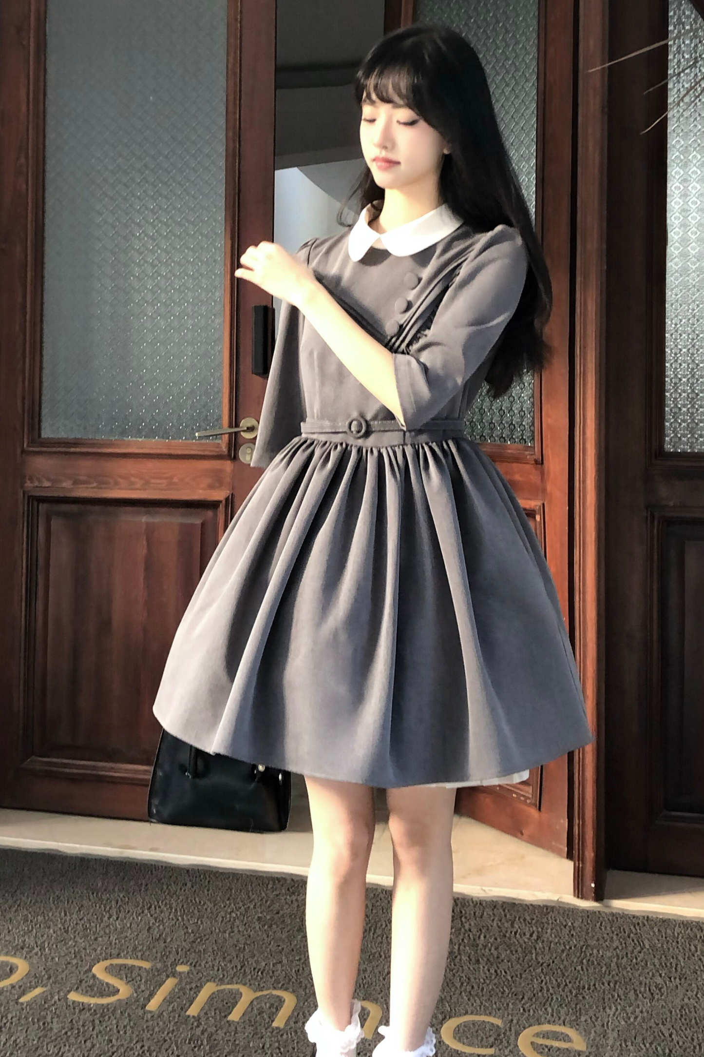 Retro Preppy Mid-Sleeve Lolita Dress