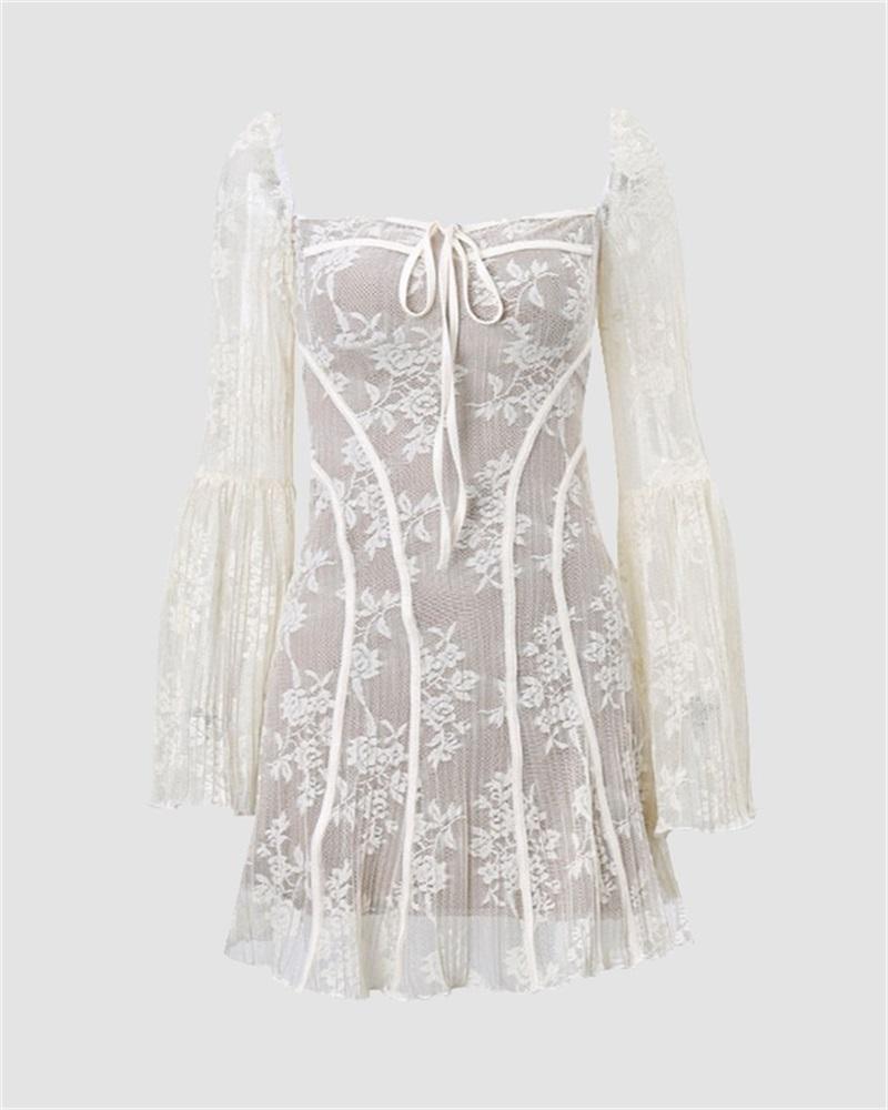 Ballet Lace Embroidery Corset Mini Coquette Dress White