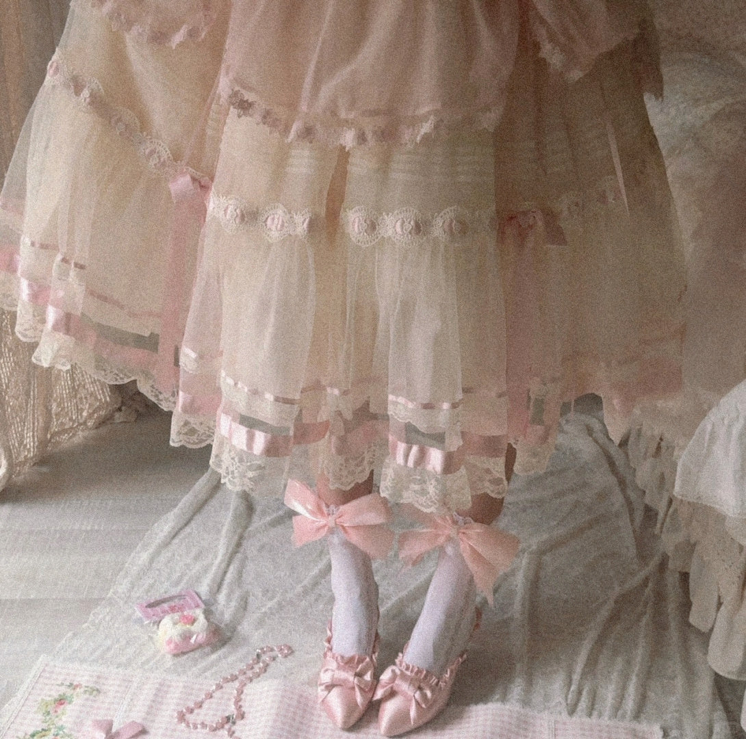 Silk Satin Ballet Lace Mesh Lolita Dress