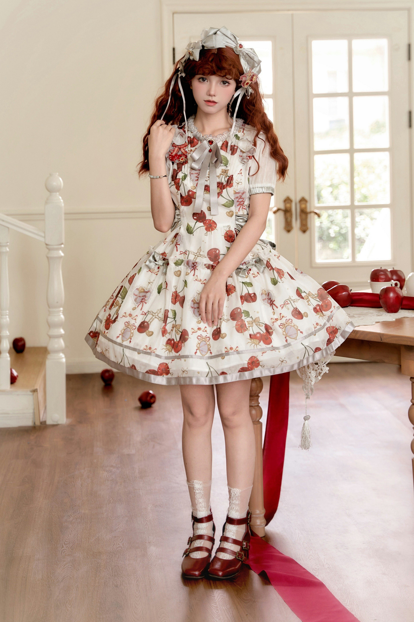 Retro Antique Cherry Sweet Lolita Dress + Jumper Skirt