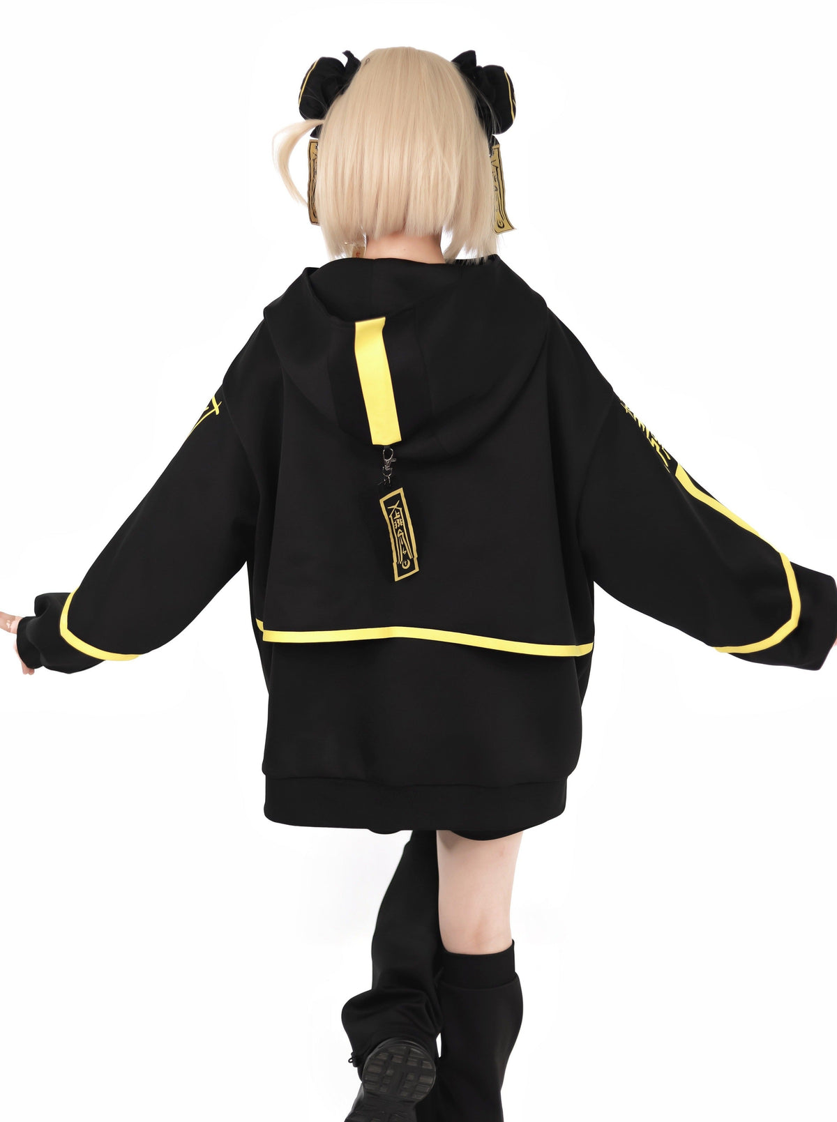 Dark neon china jacket + shorts + long pants + leg warmers + hair accessories [Reserved Item].