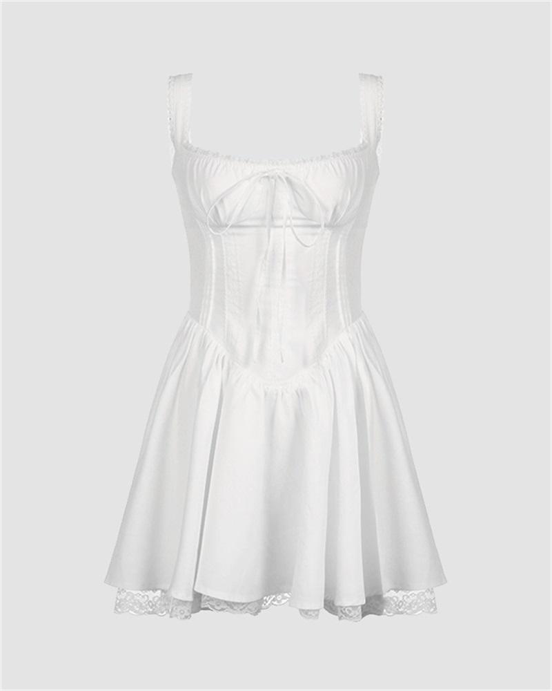 Kiniwood Flare Corset Dress White