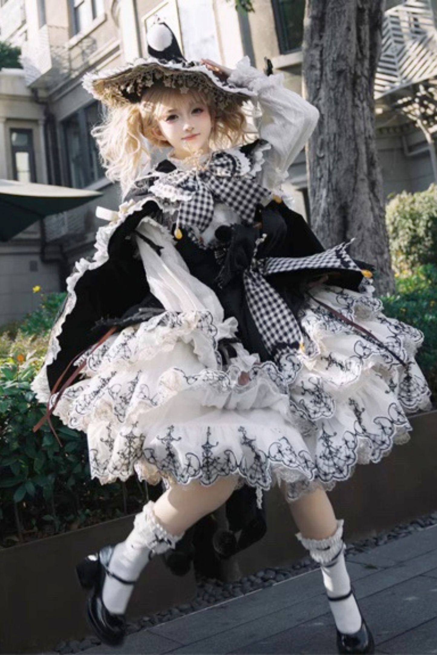 [Pre-order] Element Lolita Jumper Skirt + Inner Top + Cape + Big Ribbon + Hat