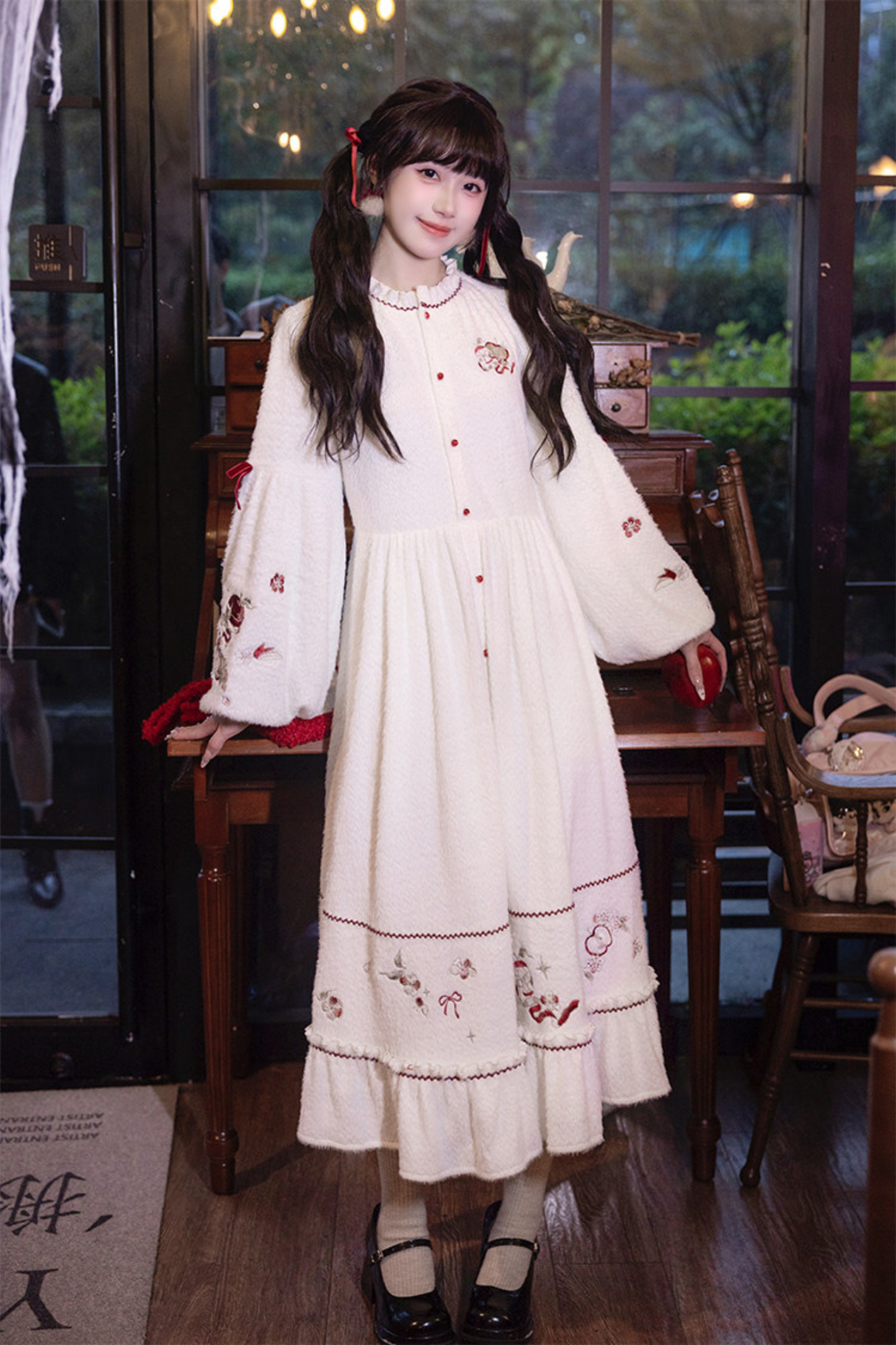 Chinese Dark Red Vest + Dress + Ear Cuffs