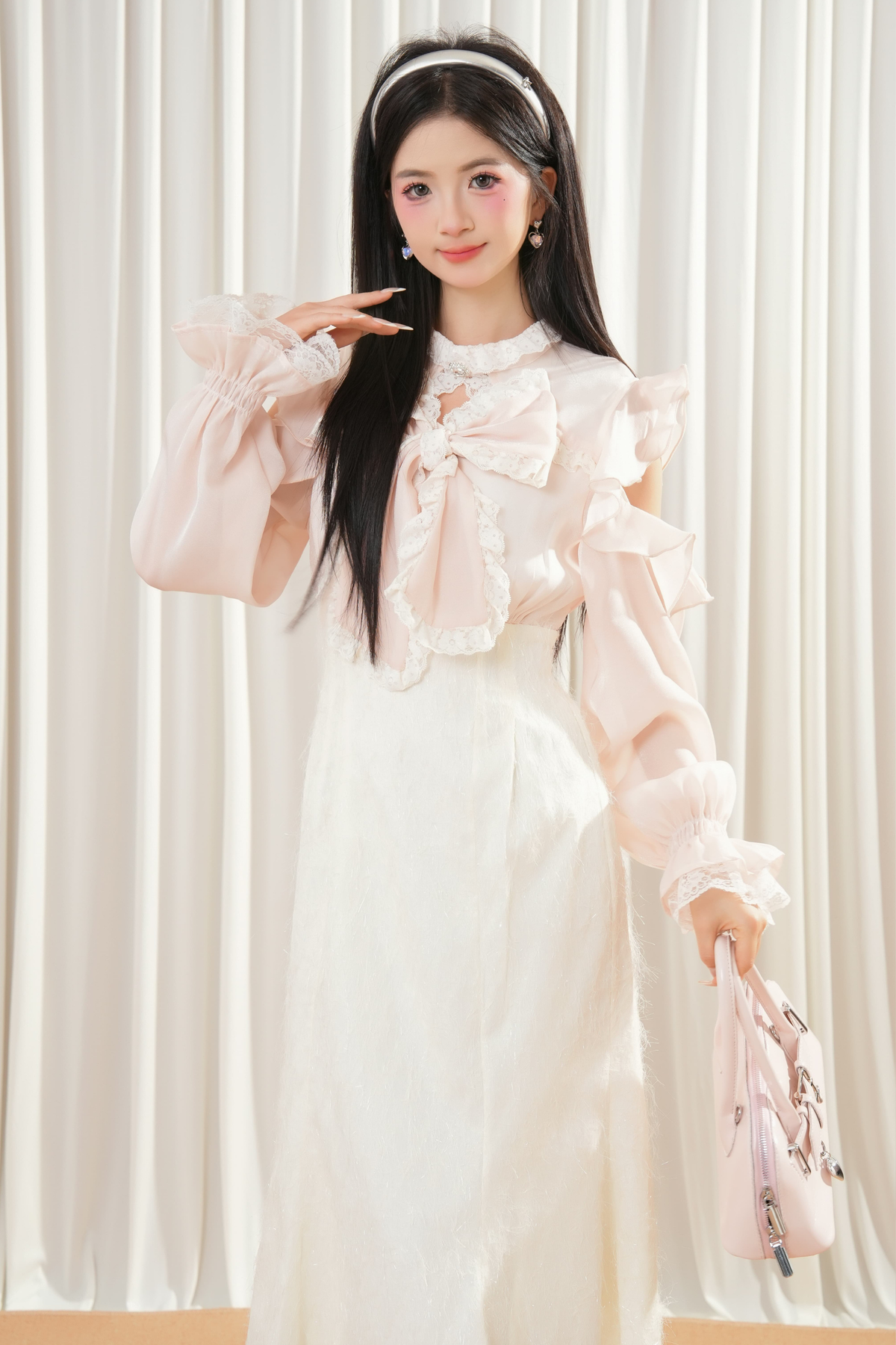 Beige Off-Shoulder Ruffle Dress