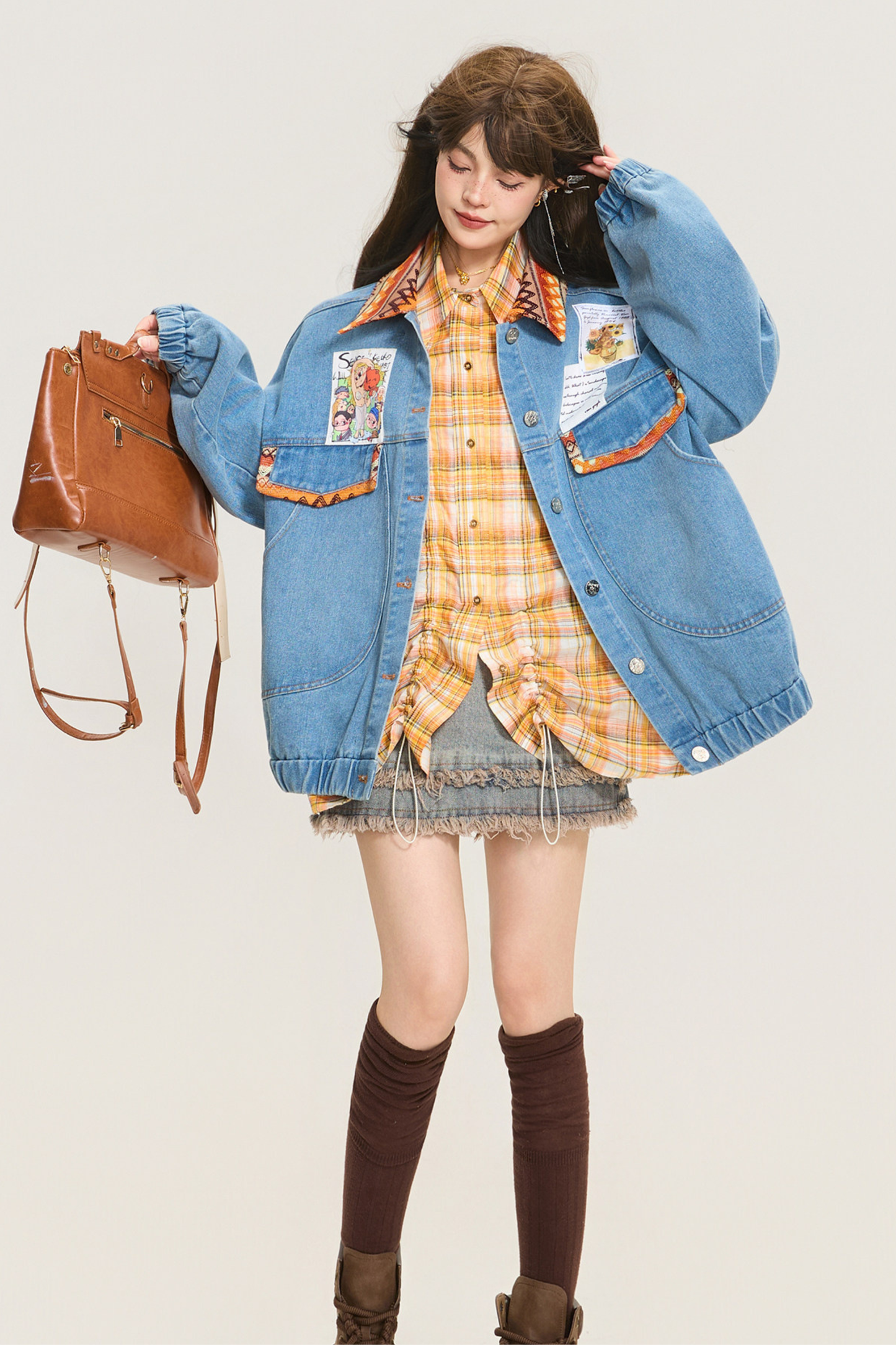 Back Ribbon Loose Denim Jacket