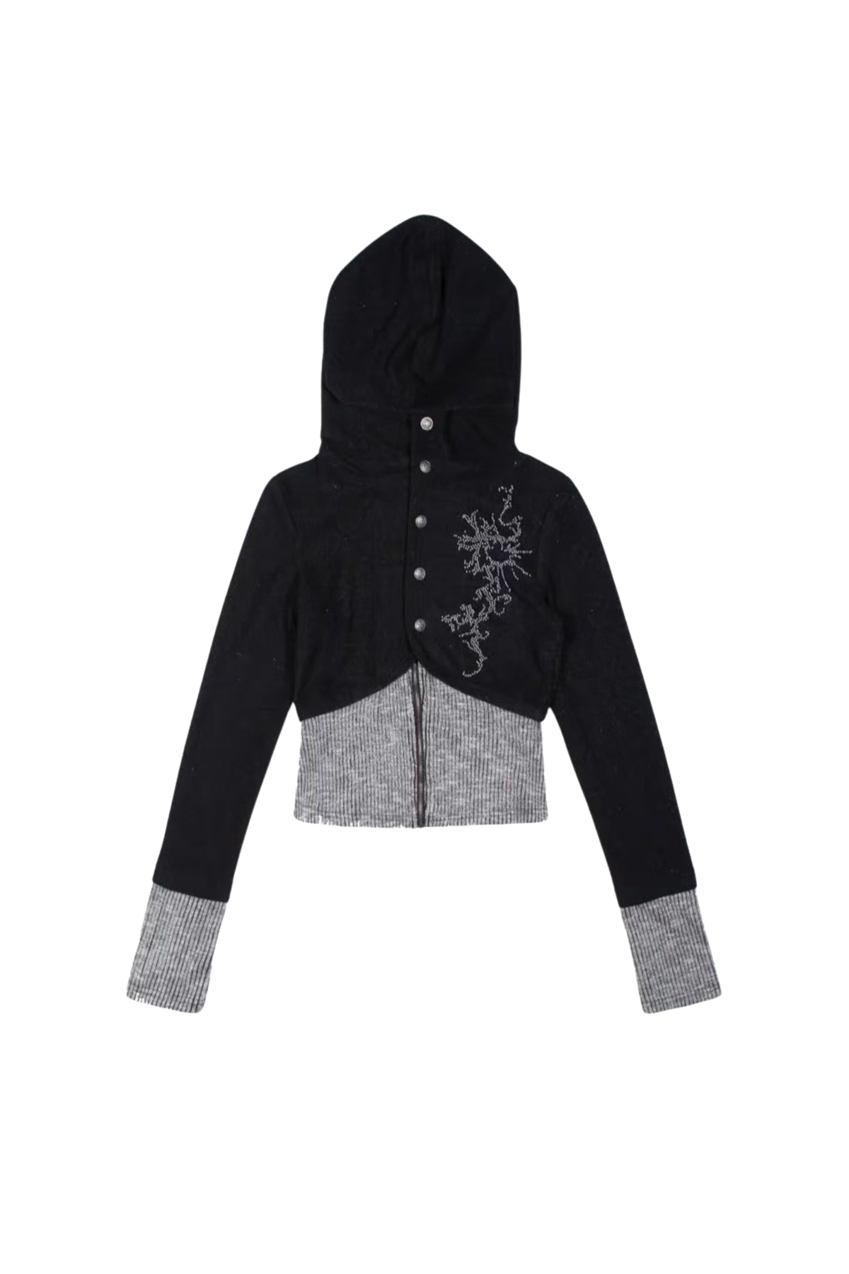 Subculture Patchwork Hooded Jacket Black
