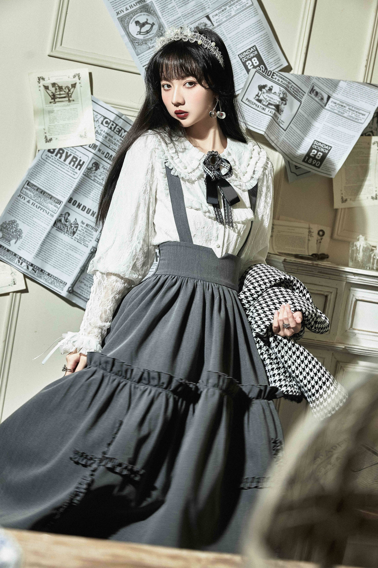 Retro Style Lolita Suspender Skirt