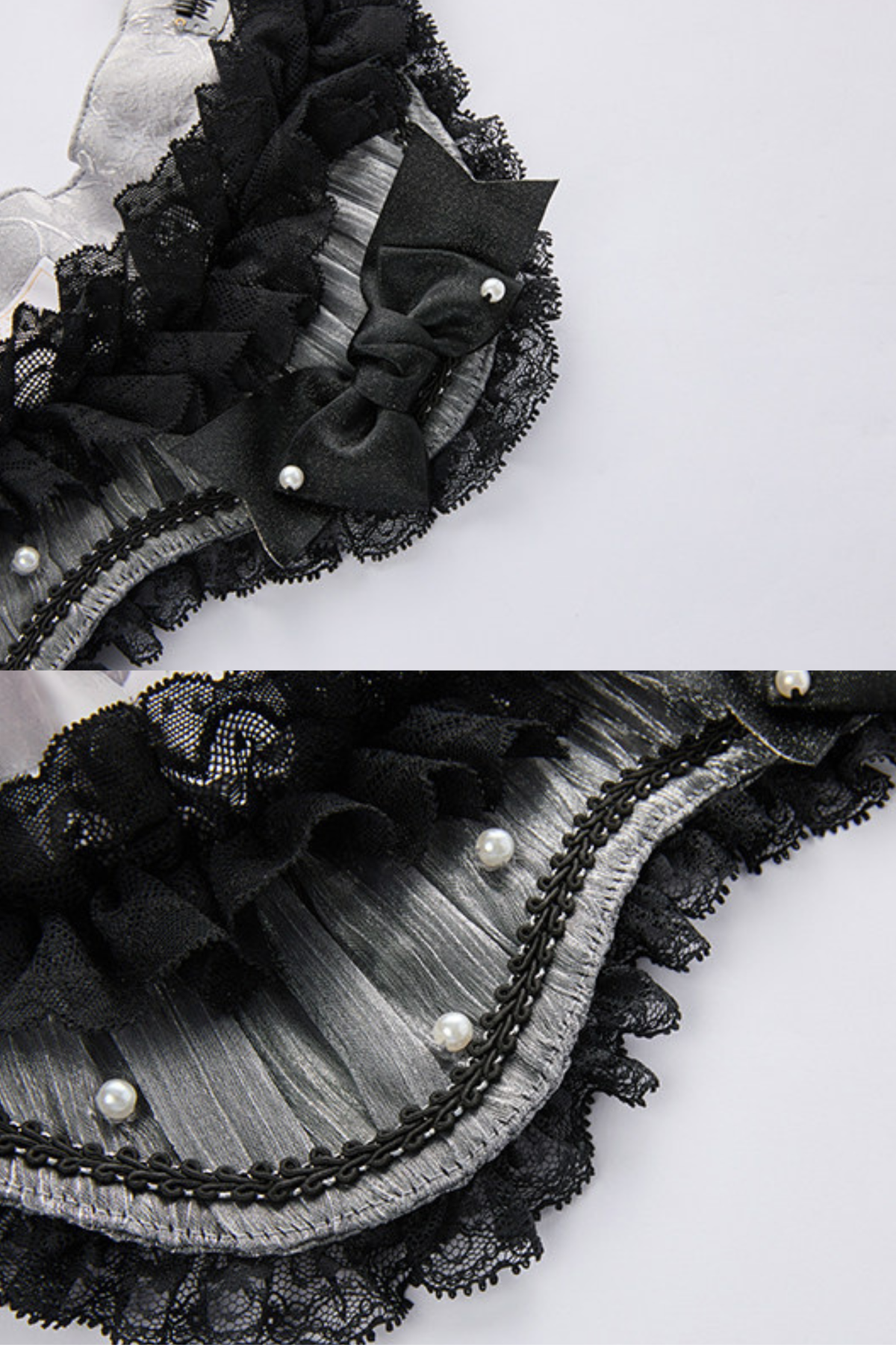 【Reservation Deadline February 28】Dark Silver Lace Lolita Dress + BNT + Neck Accessories
