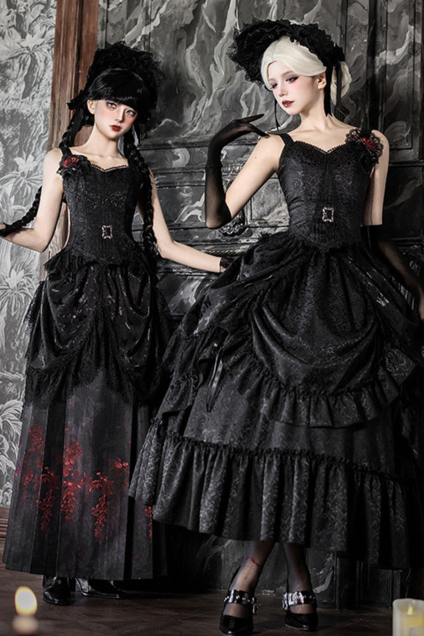 Gothic Corset Tops + Short Coat + Horse + Curtain + Skirt + Flower + Bonnet