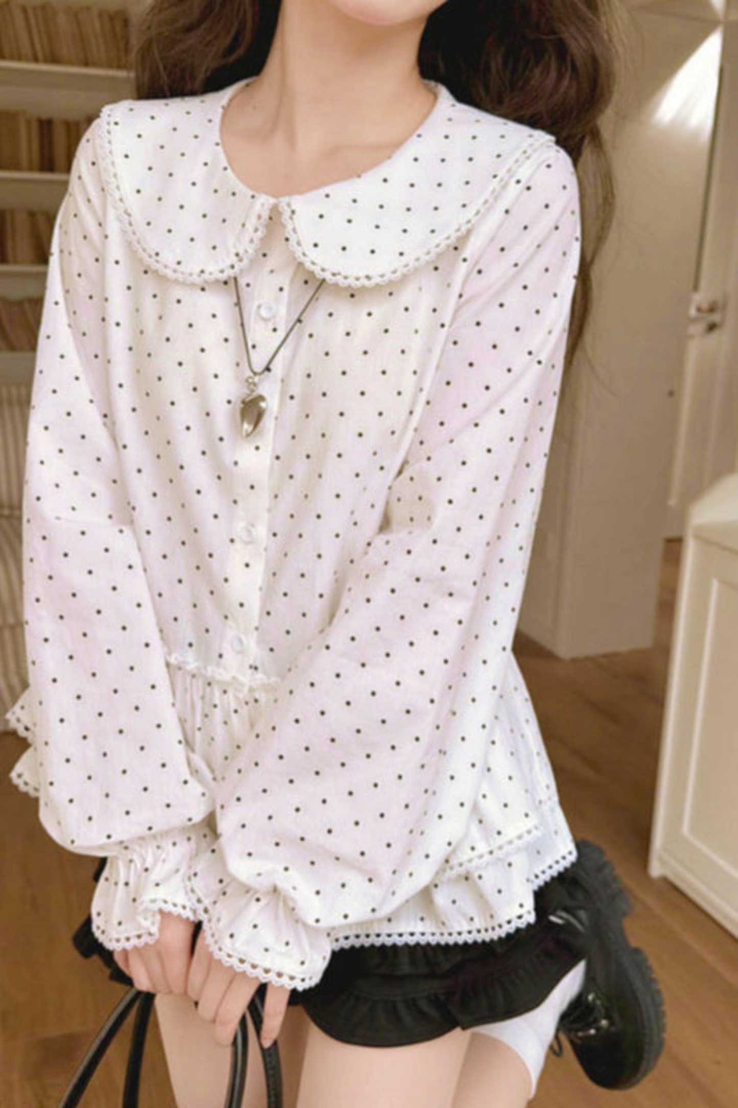 Pure Cotton Polka Dot Blouse