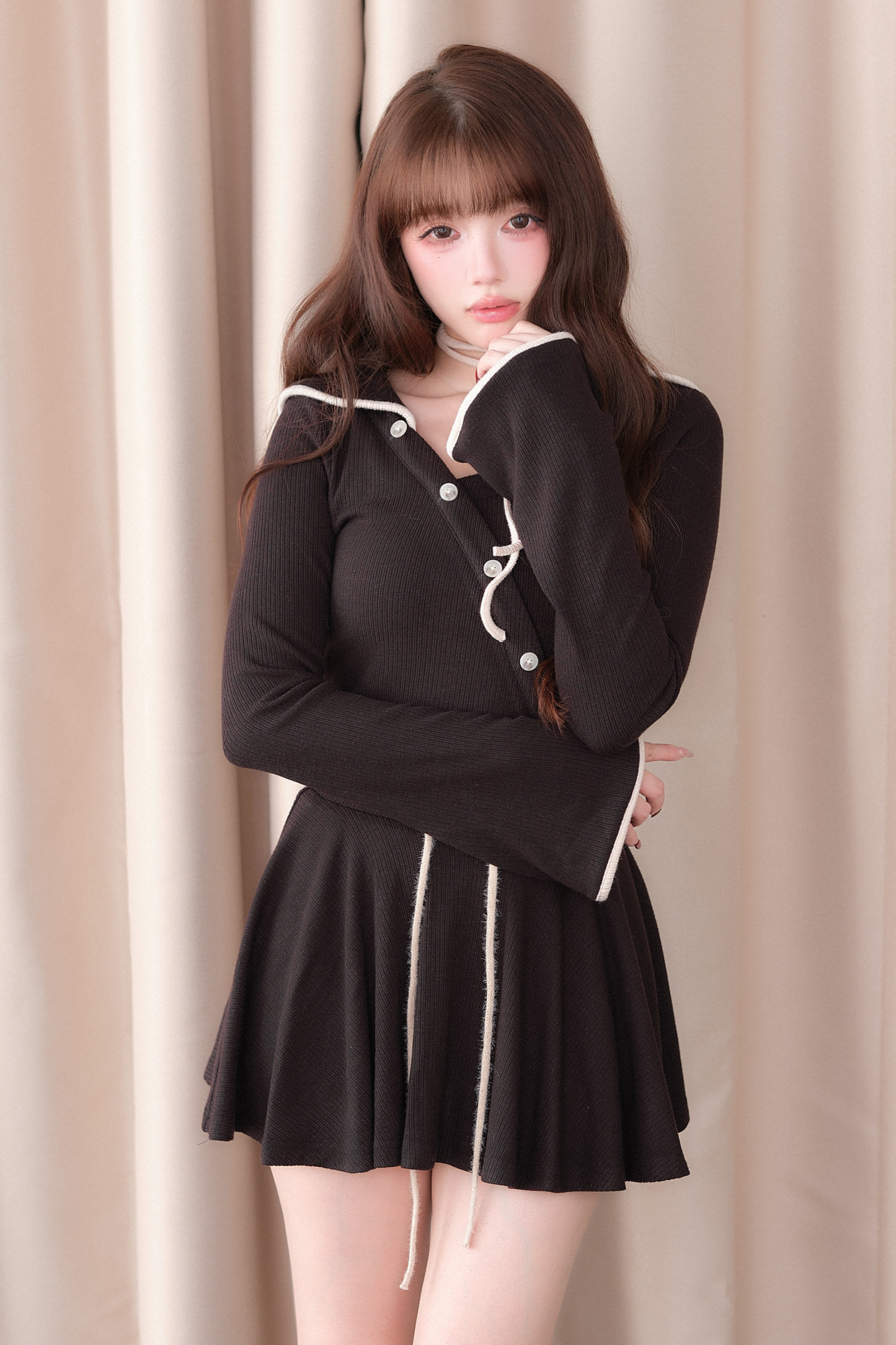 Sailor Collar Top + Flare Skirt