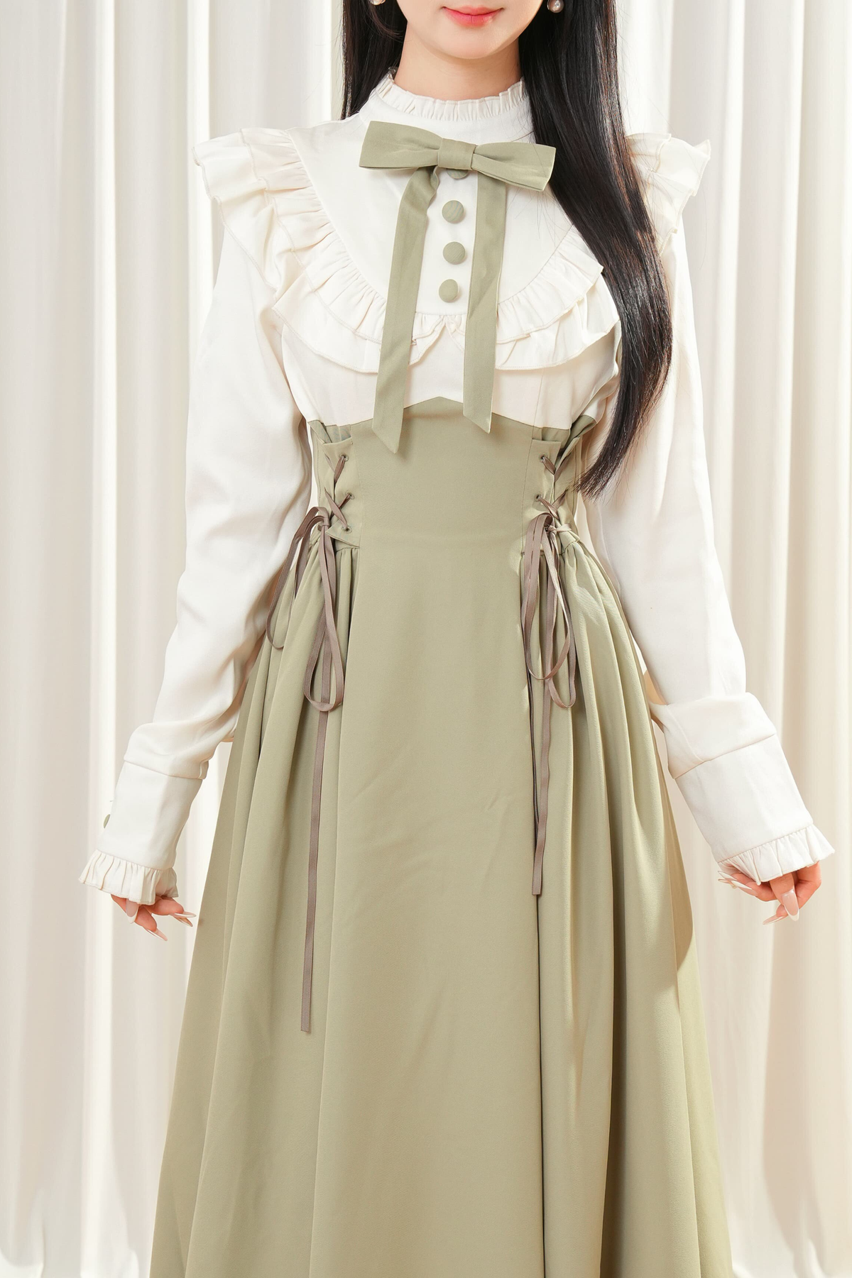 Elegant Contrast French Retro Dress