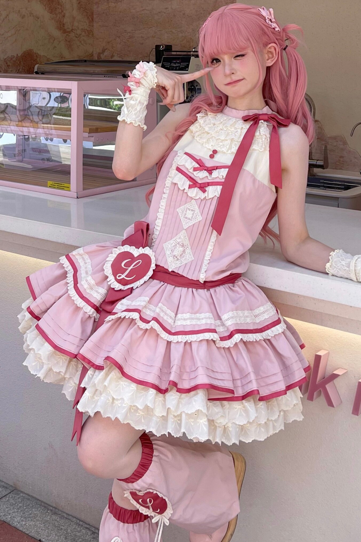 Scarlet Heartbeat Sleeveless Dress + Sleeves + Headband + Leg Warmers